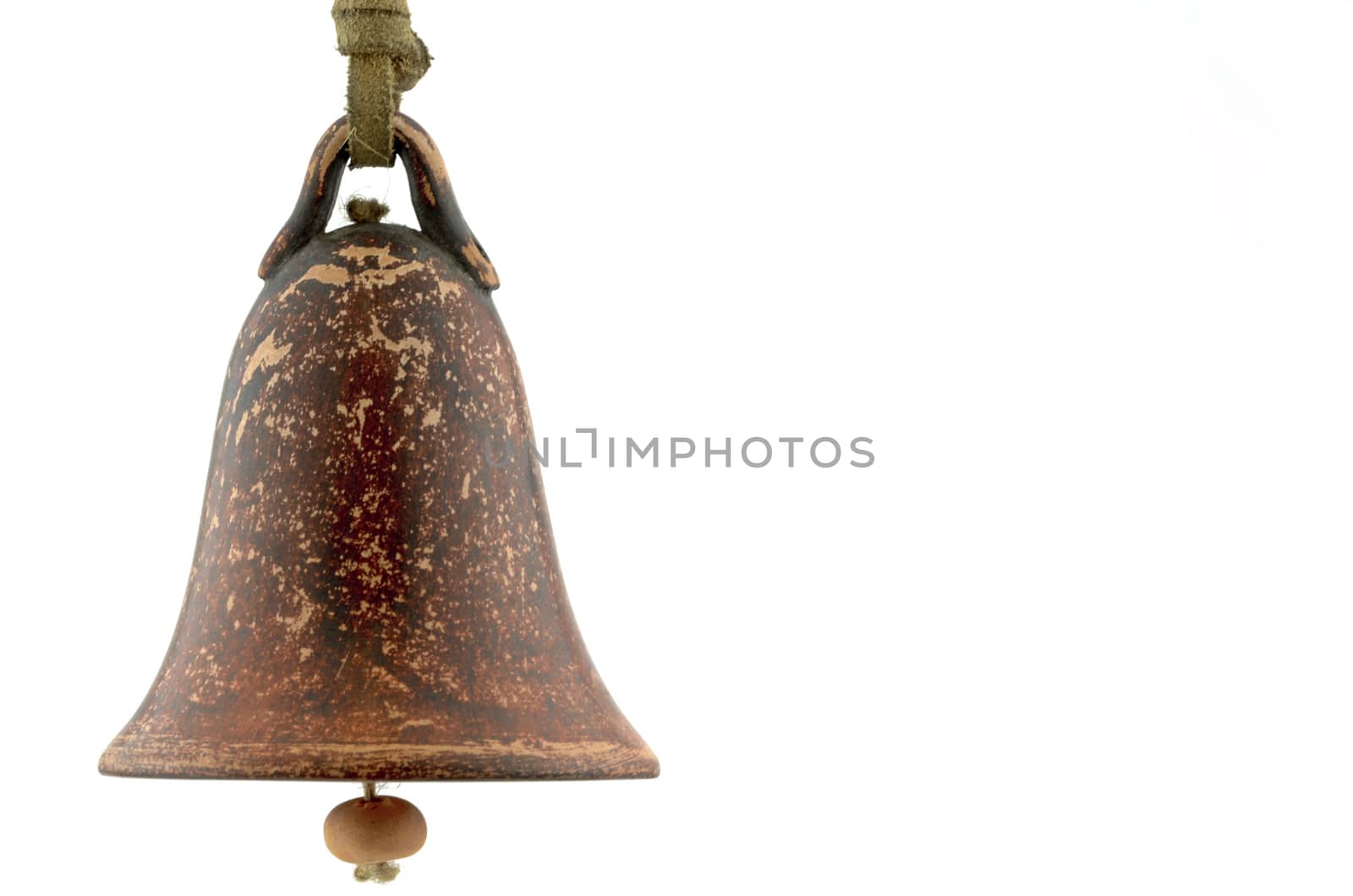 Ceramic bell  as a symbol of sound. on white background
