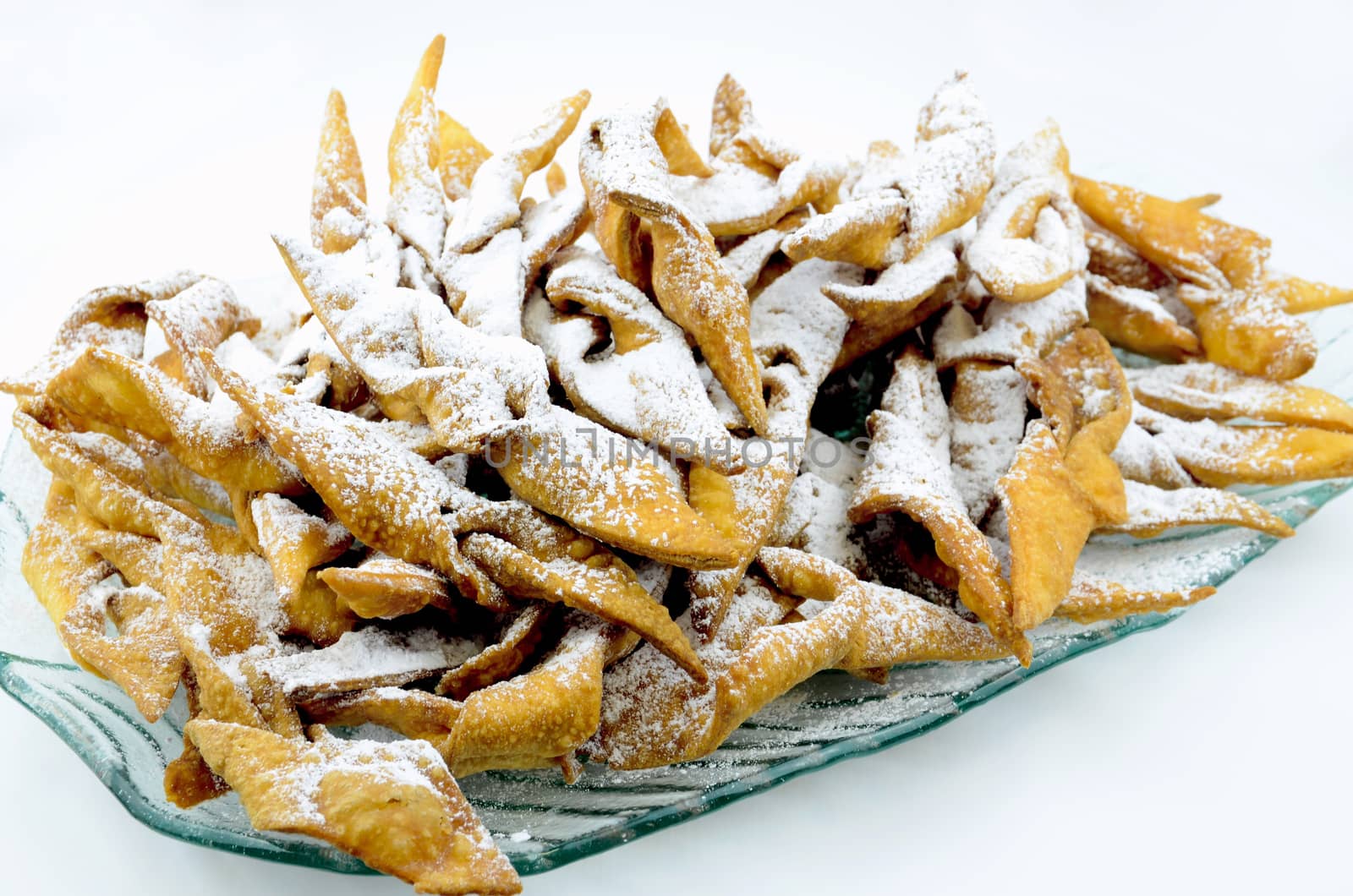 Chrust (faworek) funnel cake - Polish fried cookie (a kind of cracknels) with powdered sugar.

