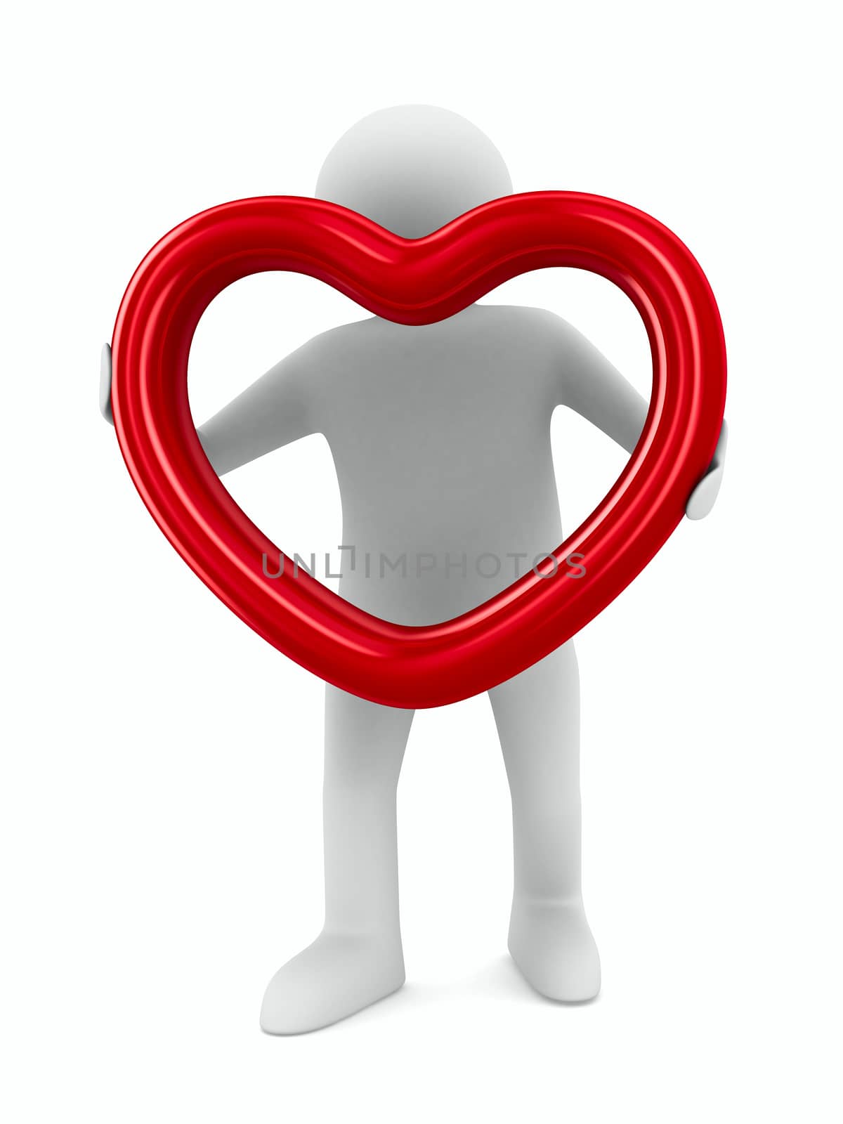 Isolated heart on white background. 3D image