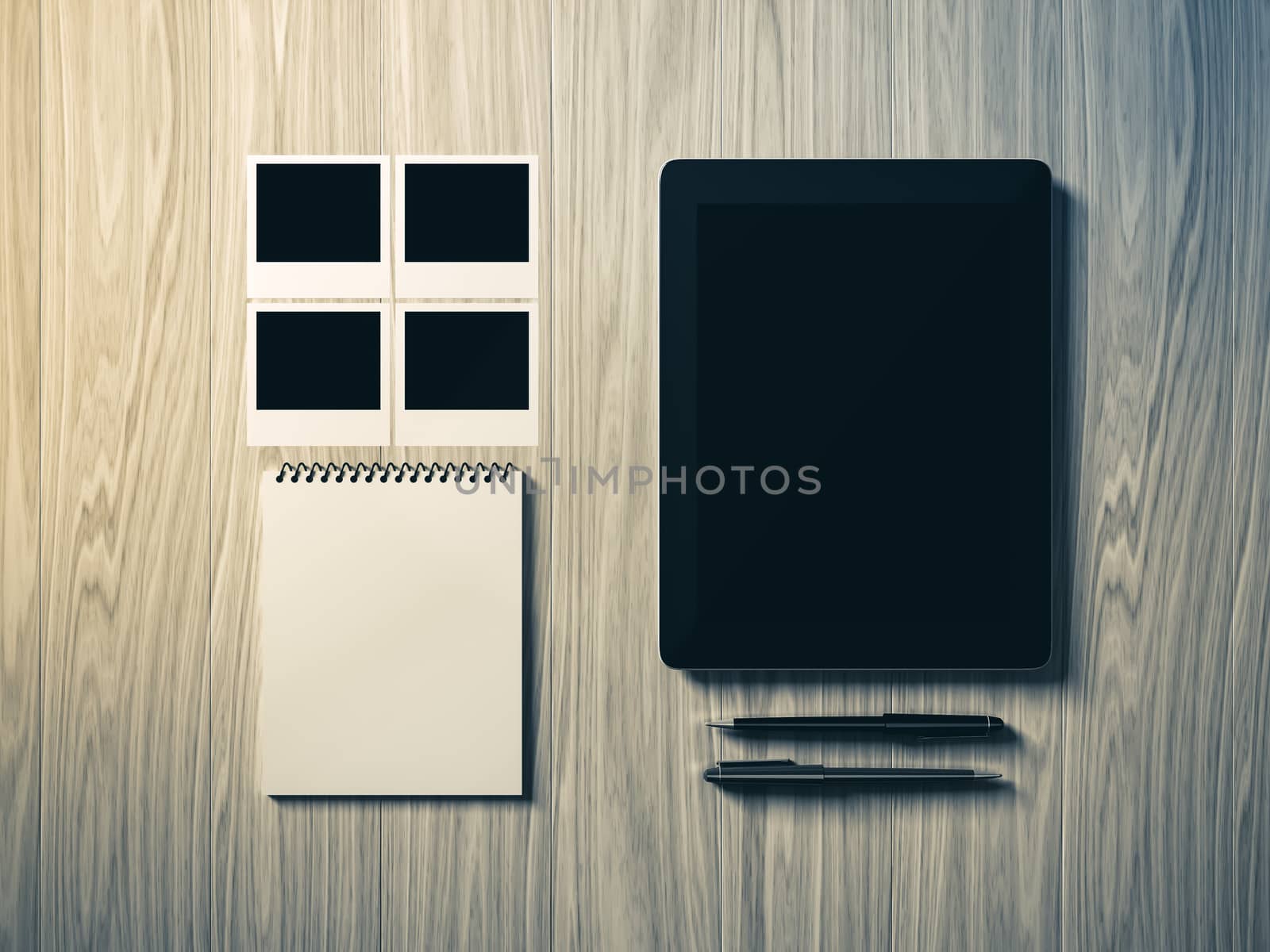 High angle view of a setting table of business workplace, shot in office, home work space