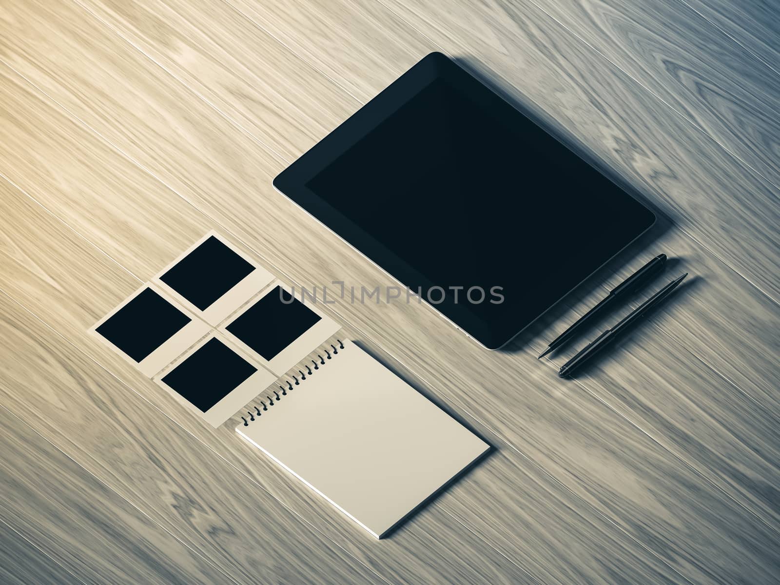 High angle view of a setting table of business workplace, shot in office, home work space