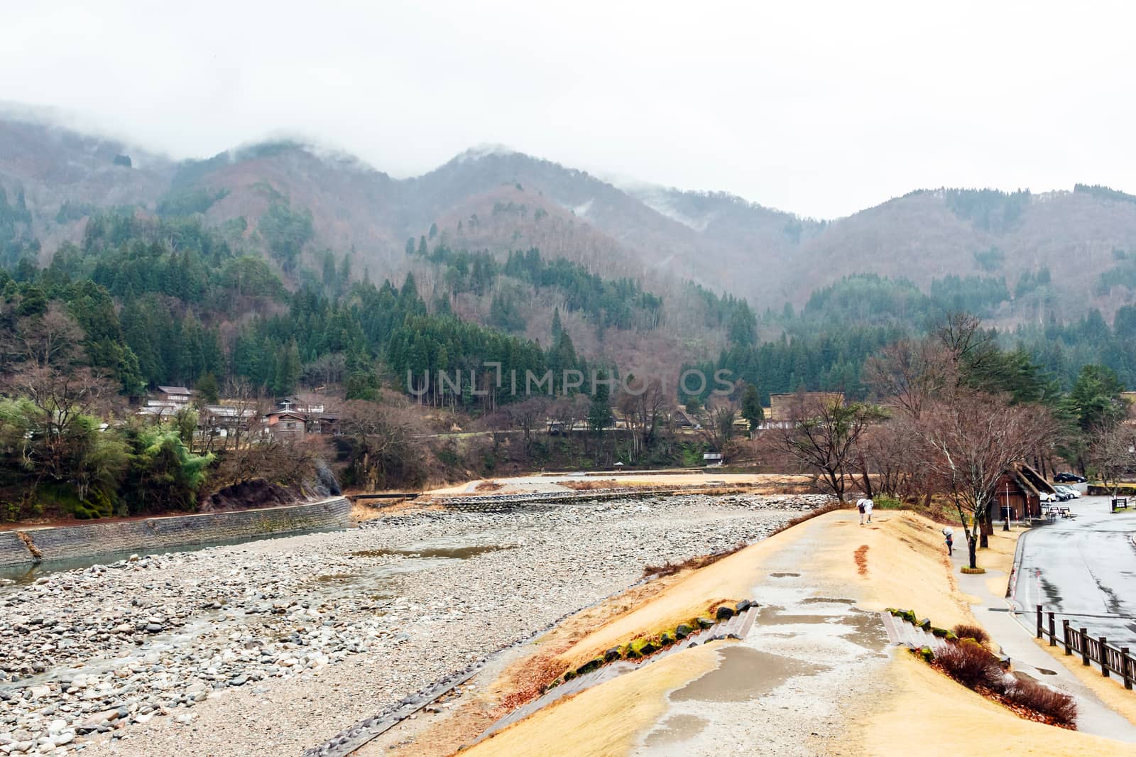 Mountain at Shirakawago in winter.