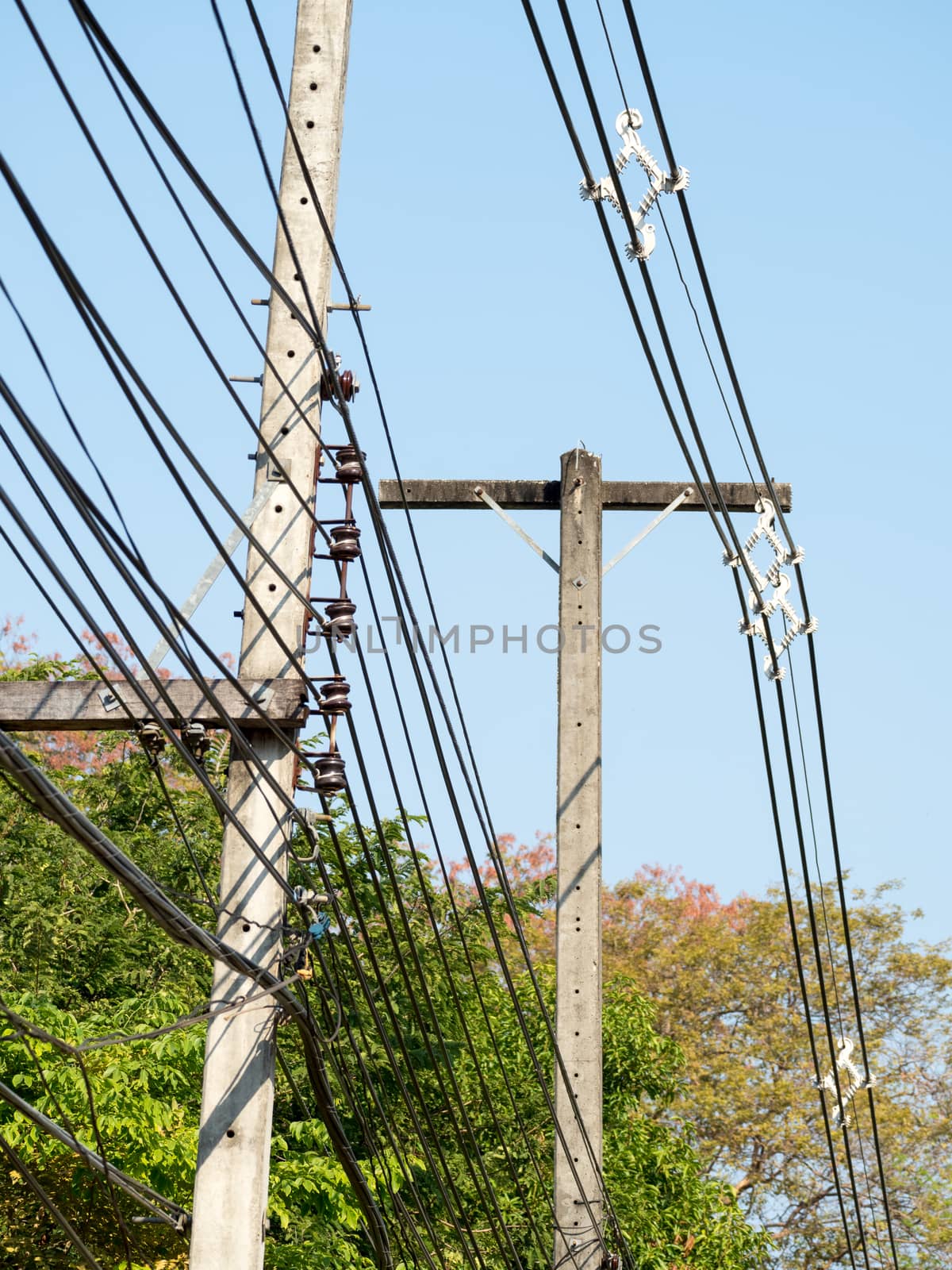power lines on electric pole