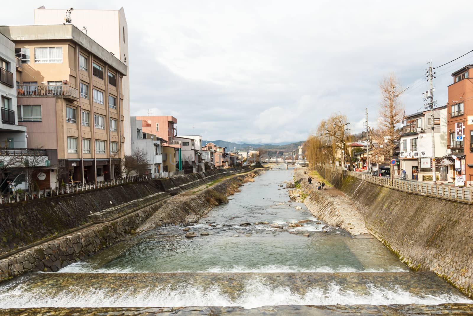 Takayama, Japan - December 24, 2015 : Canal in Takayama old town on December 24, 2015 in Takayama, Japan.