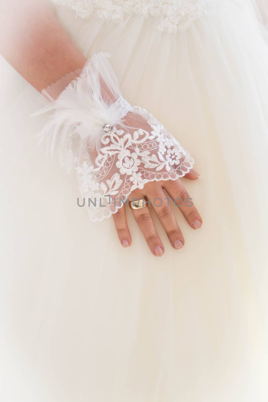 bridal tulle and hand