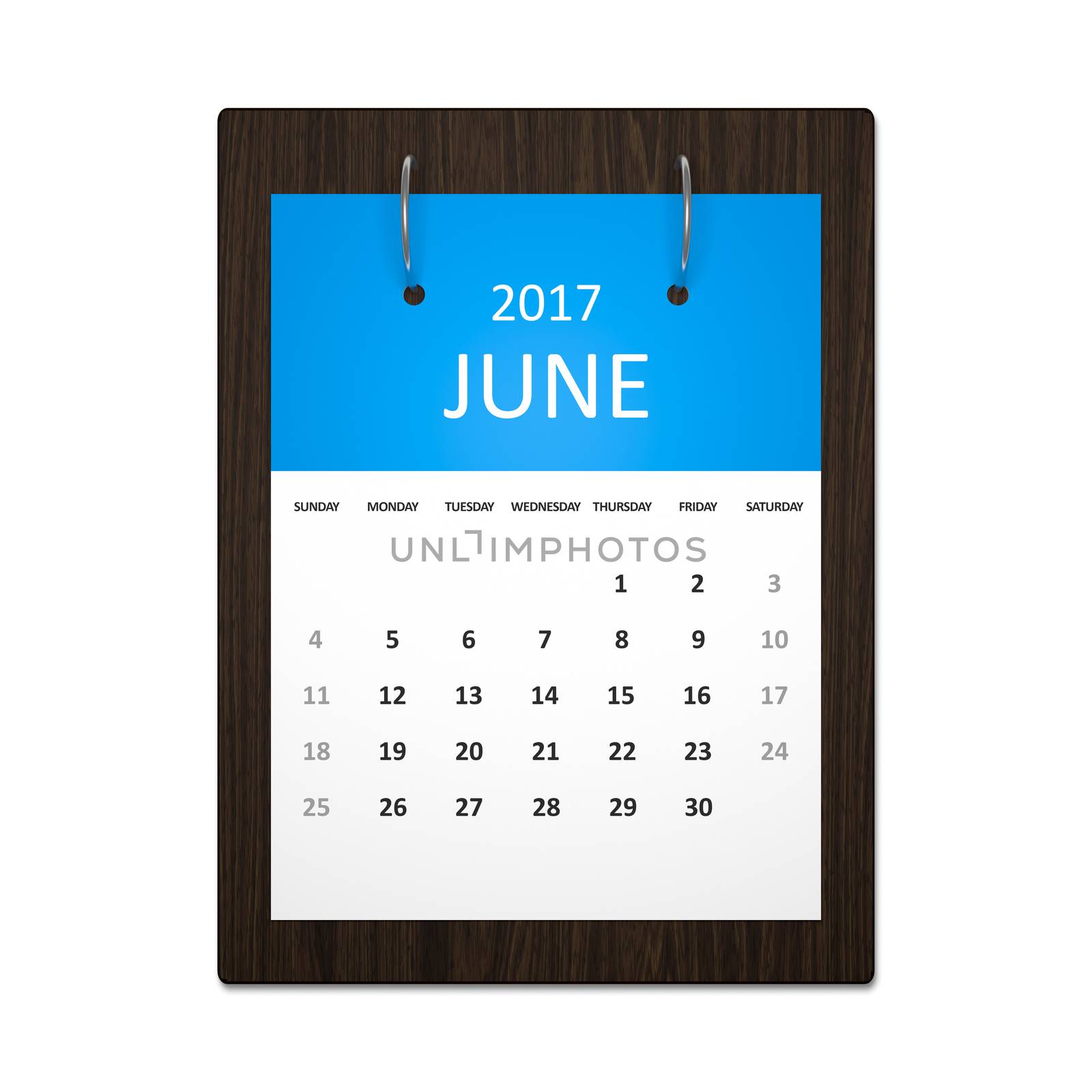 An image of a stylish calendar for event planning 2017 june