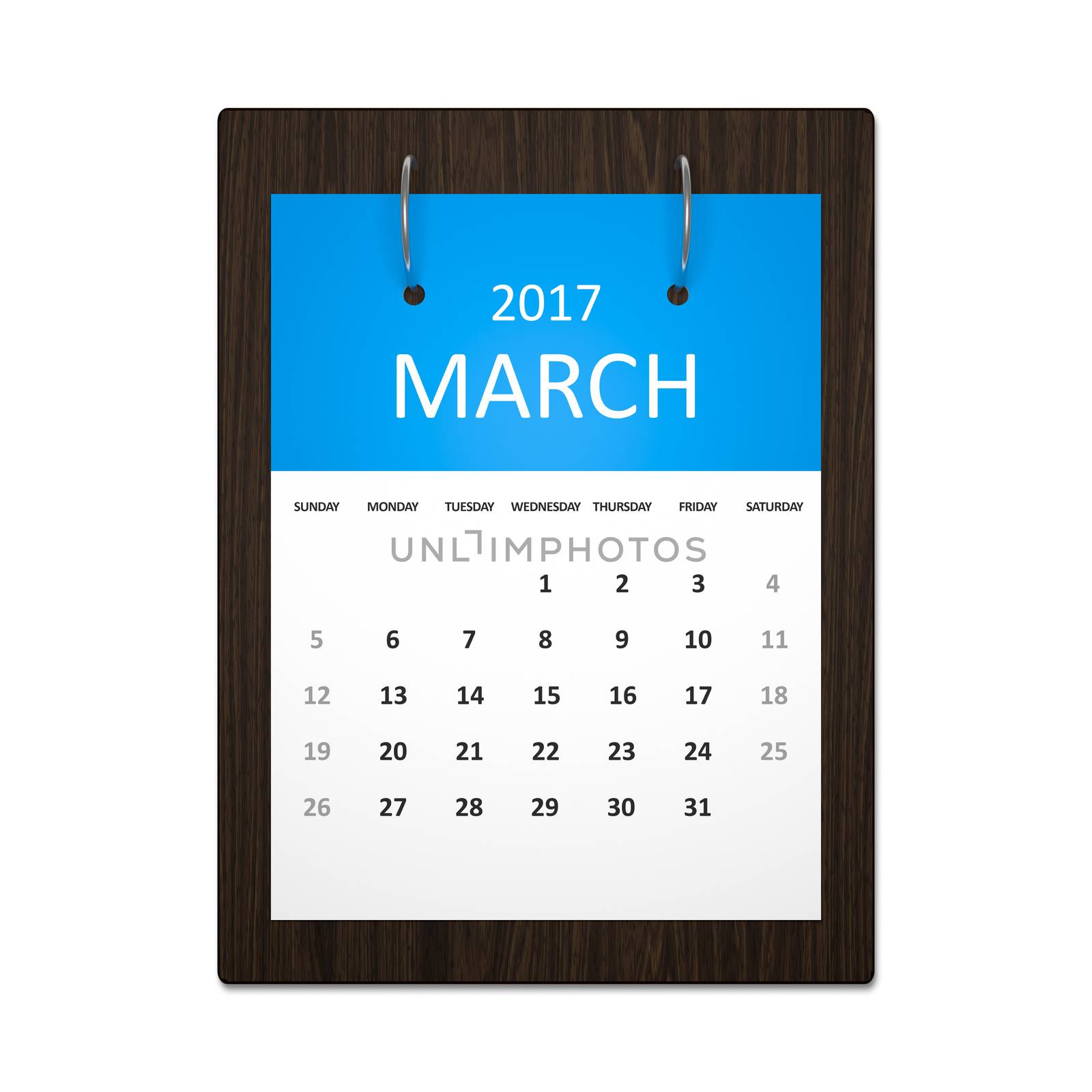 An image of a stylish calendar for event planning 2017 march