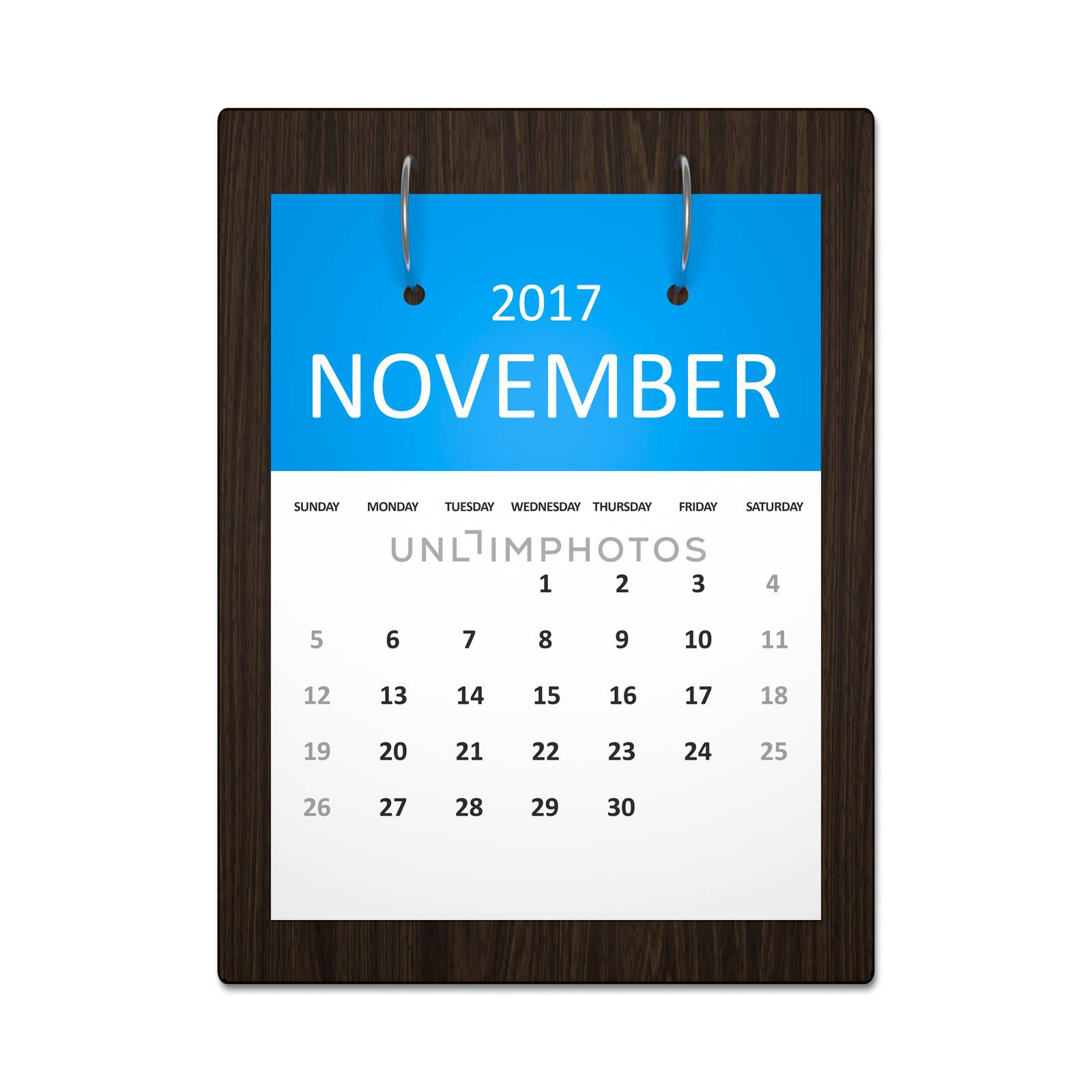 An image of a stylish calendar for event planning 2017 november