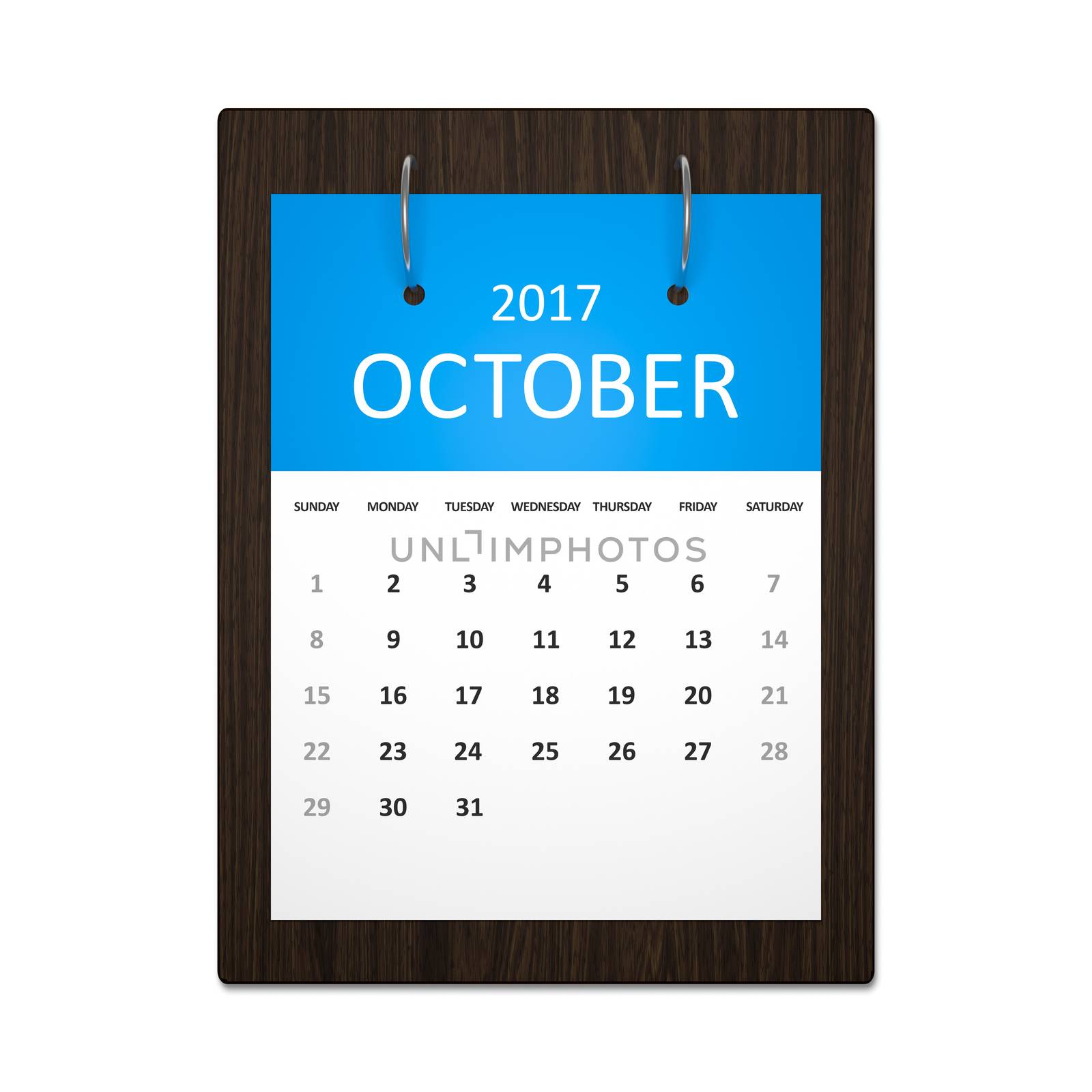 An image of a stylish calendar for event planning 2017 october