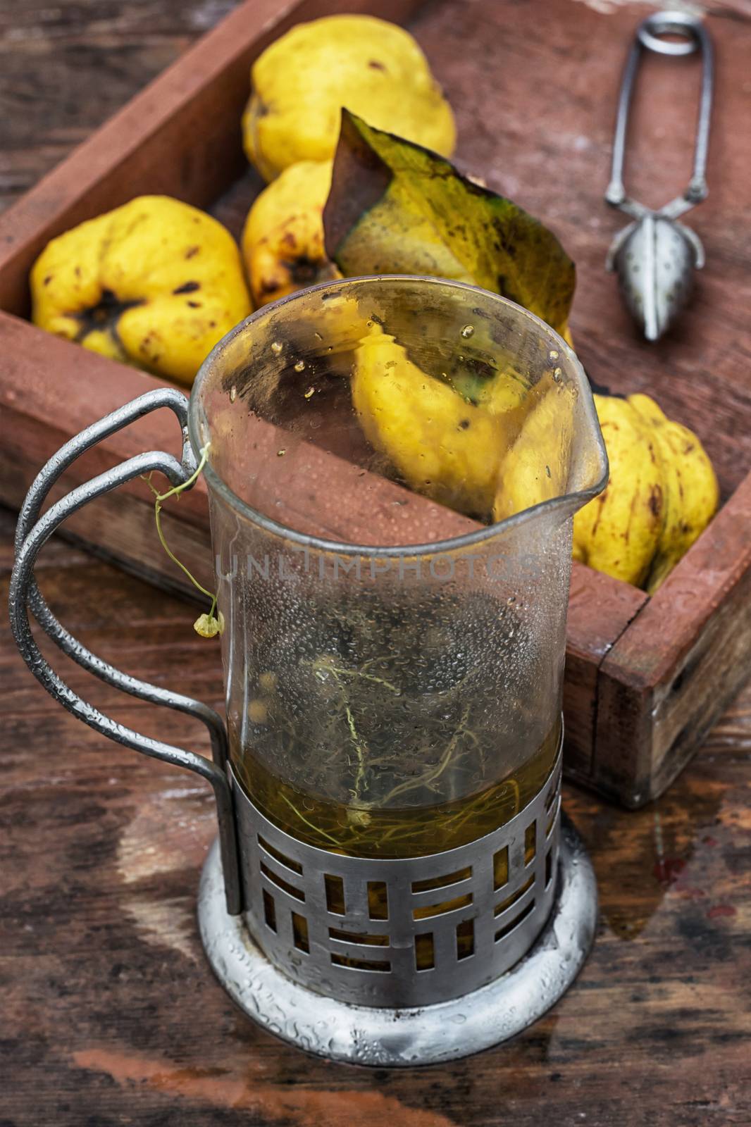 herbal,homemade custard tea with quince