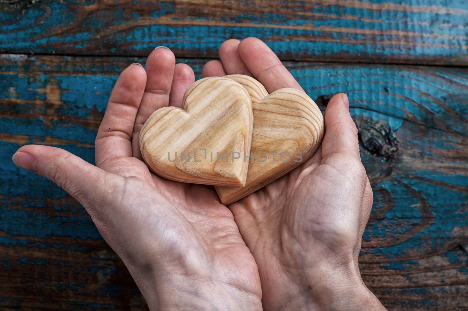 two symbolic wooden heart by LMykola