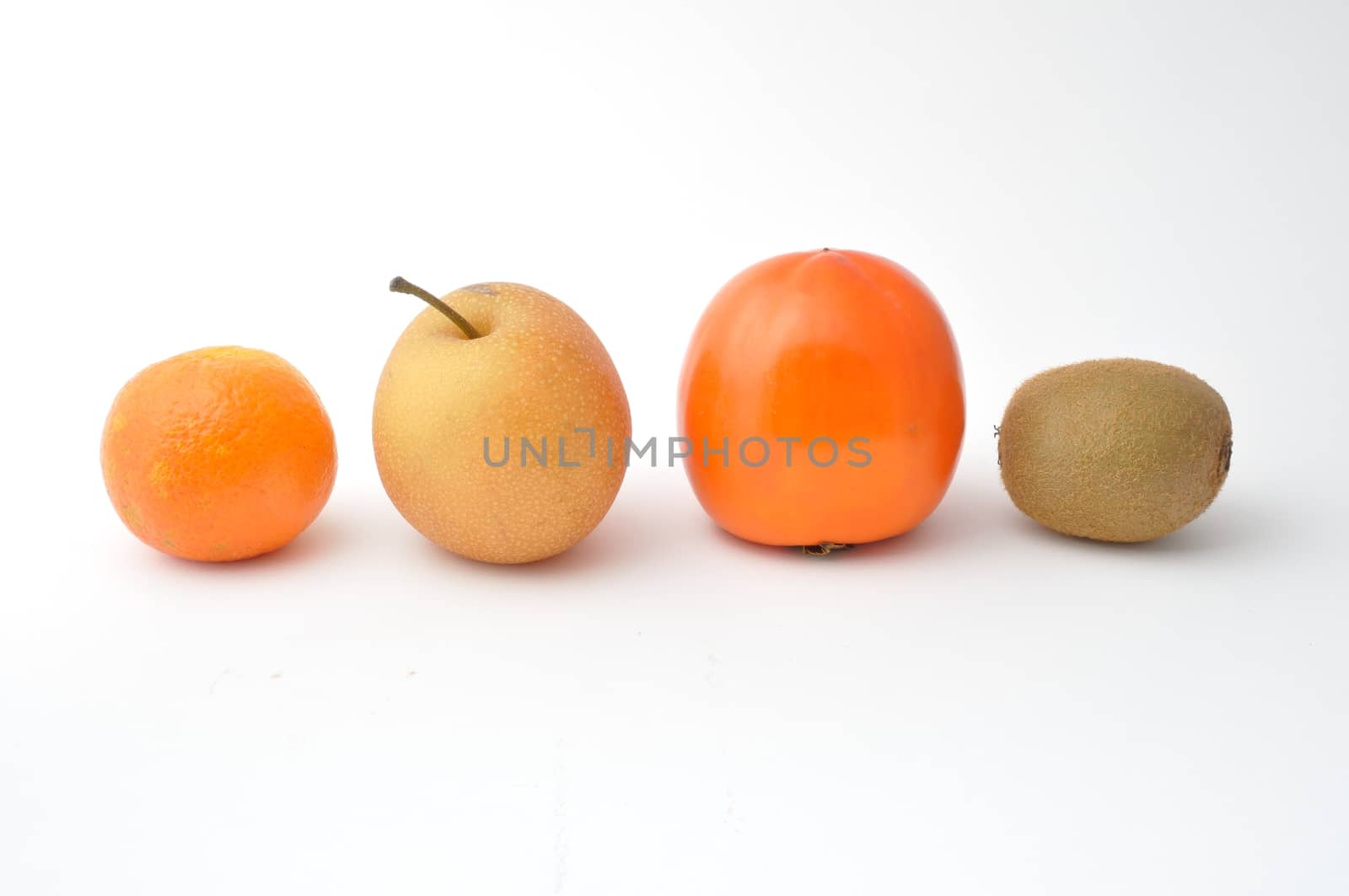 Fresh fruits on white background