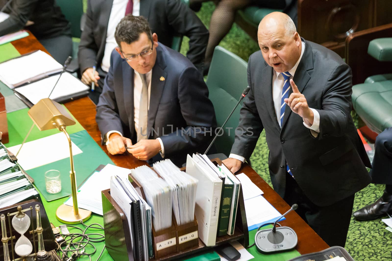 MELBOURNE/AUSTRALIA - FEBRUARY 9: The State Treasurer, Tim Pallas, answers questions over excessive government spending as parliament resumes for 2016.