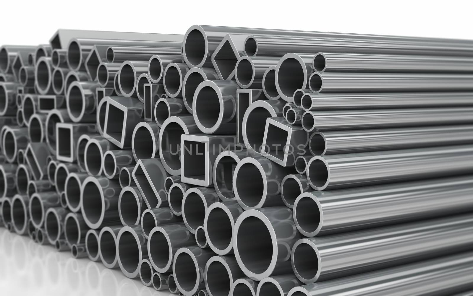Stack of steel pipes by manaemedia