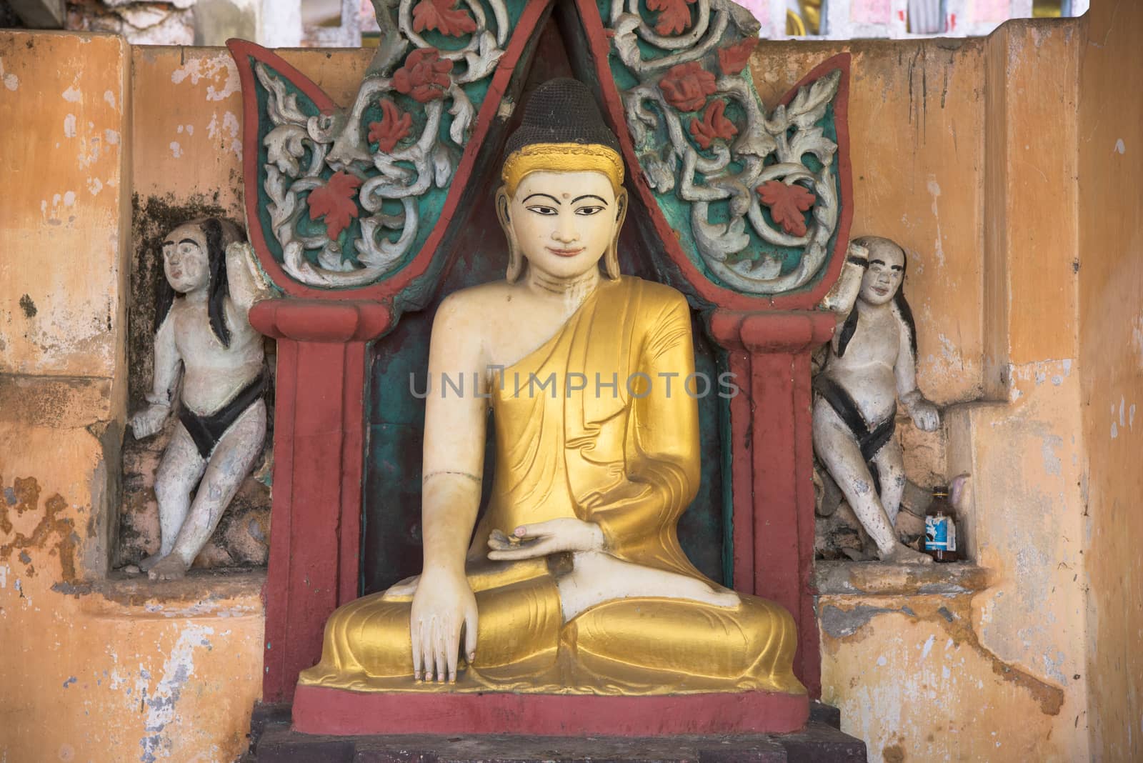 Buddha image at The Wut Tite Kyoung Par Yi Yat Ti Sar Thin Tite Buddhist temple in Myeik, Tanintharyi Region, Southern Myanmar
