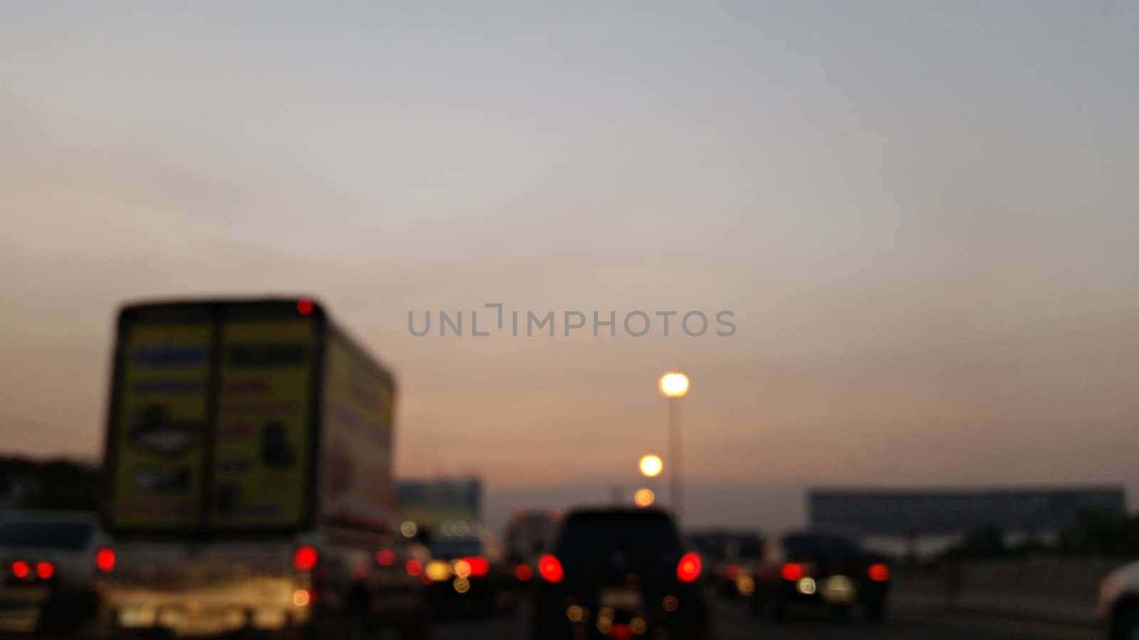 Traffic jam in bokeh - blur photo, bokeh background