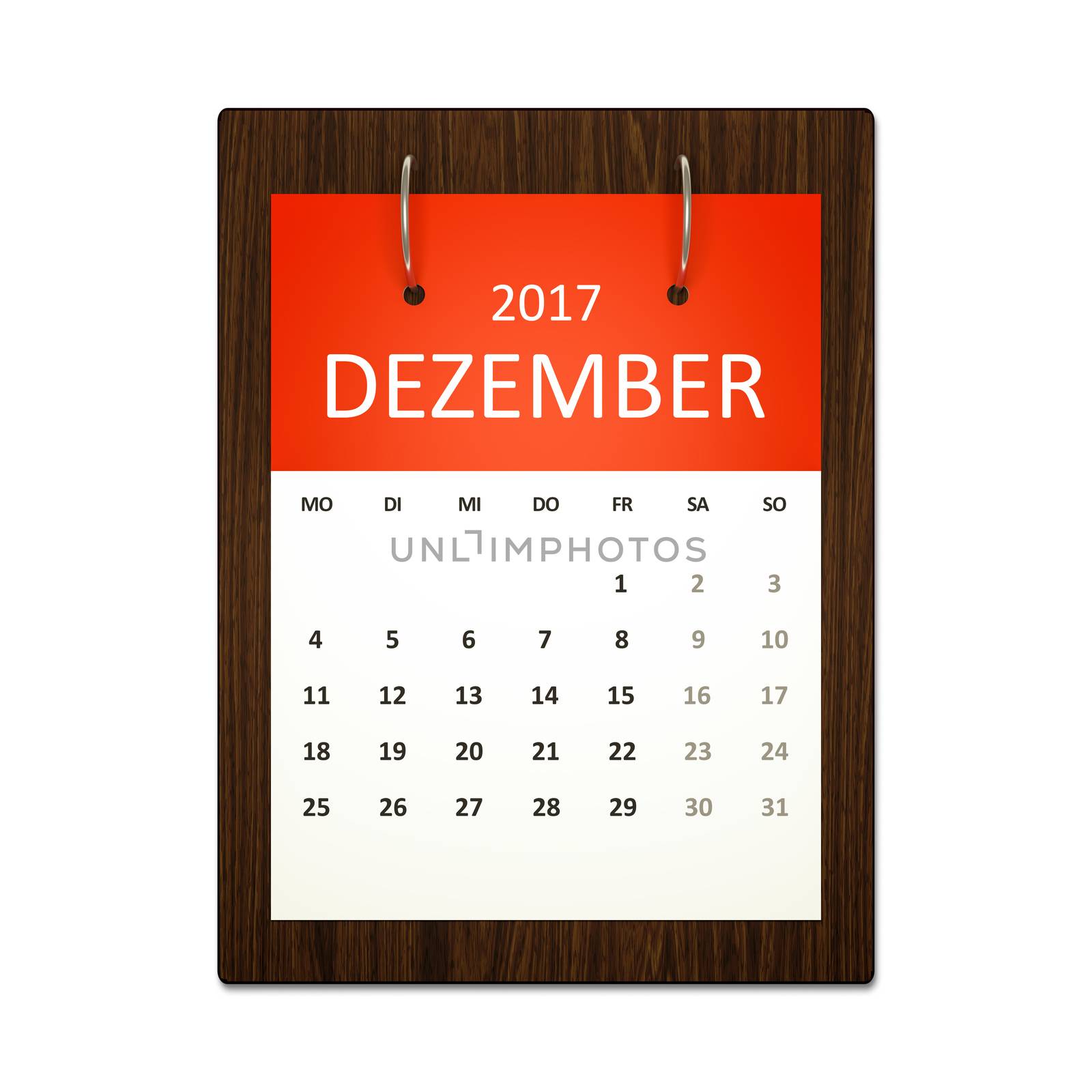 An image of a german calendar for event planning 2017 december