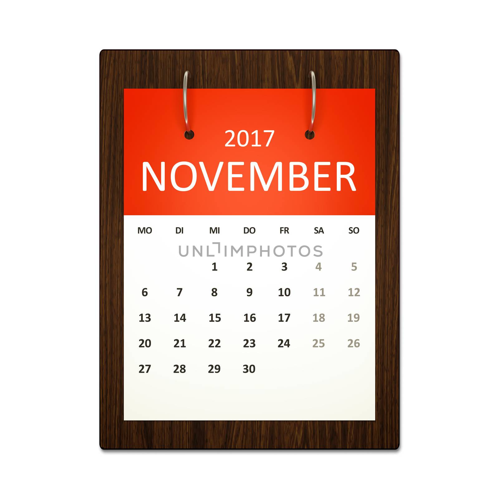 An image of a german calendar for event planning 2017 november