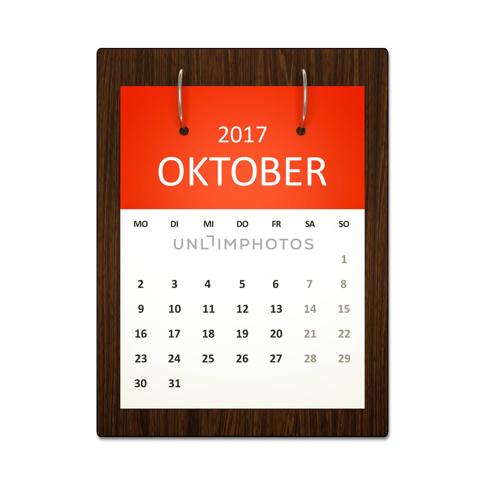 An image of a german calendar for event planning 2017 october