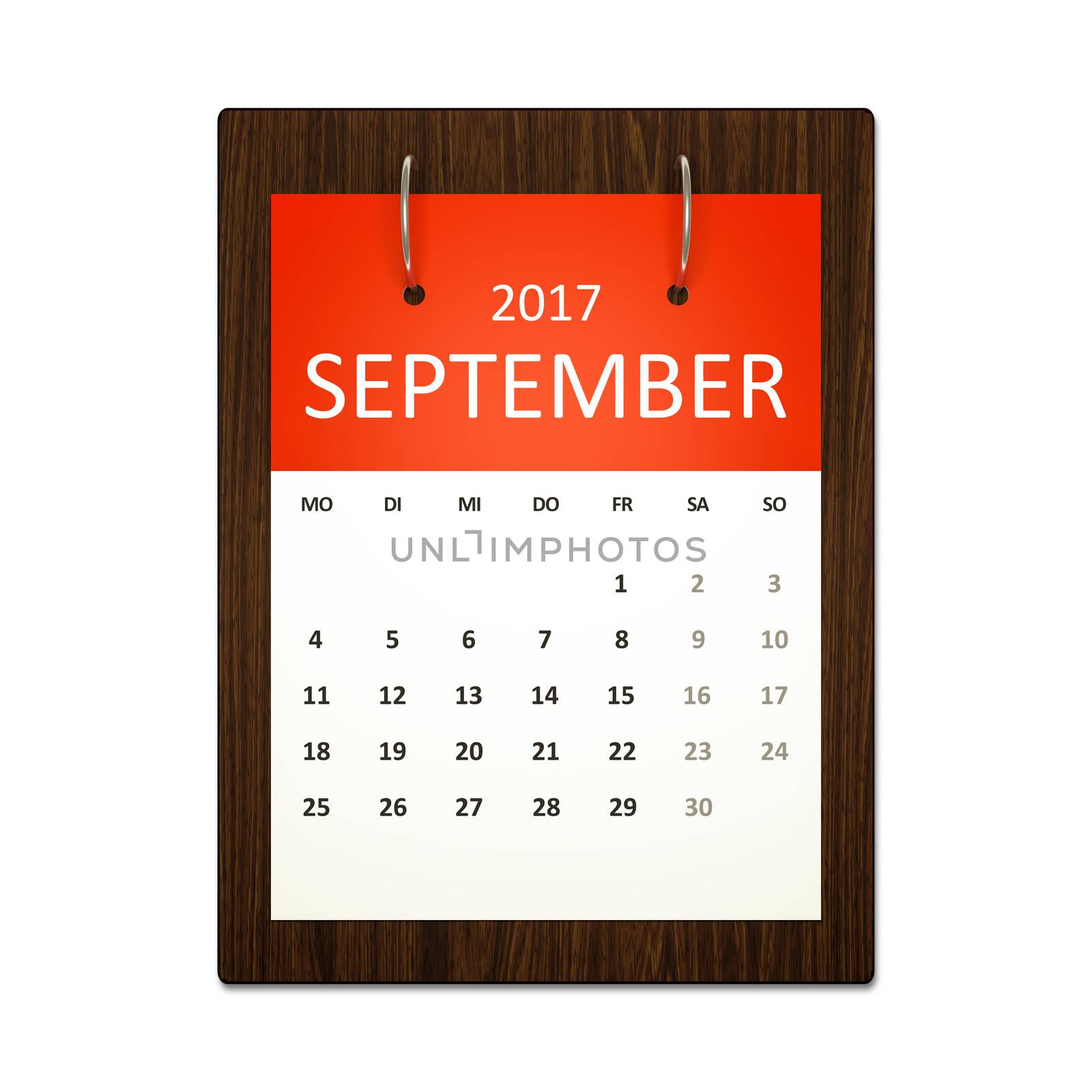 An image of a german calendar for event planning 2017 september