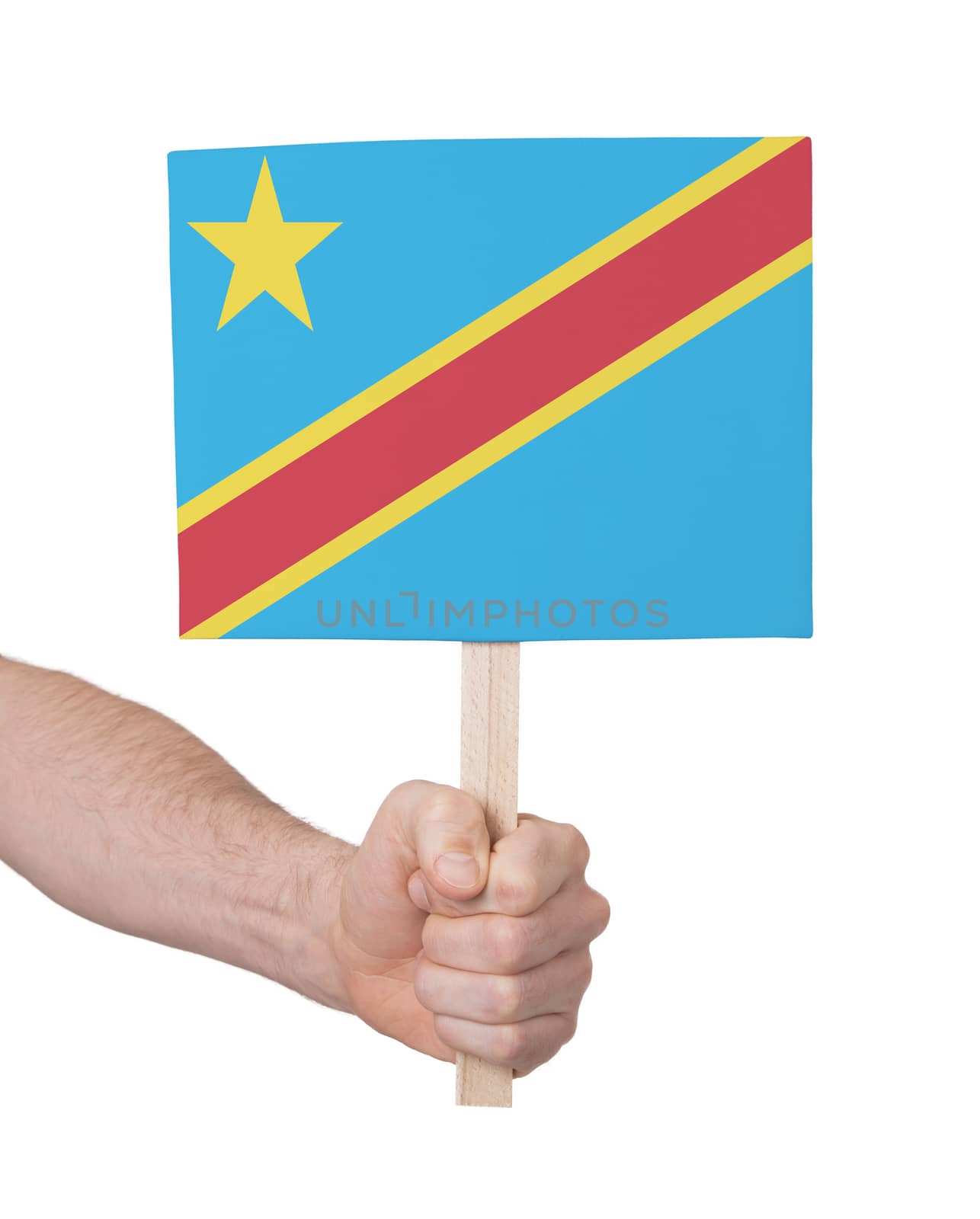 Hand holding small card - Flag of Congo by michaklootwijk