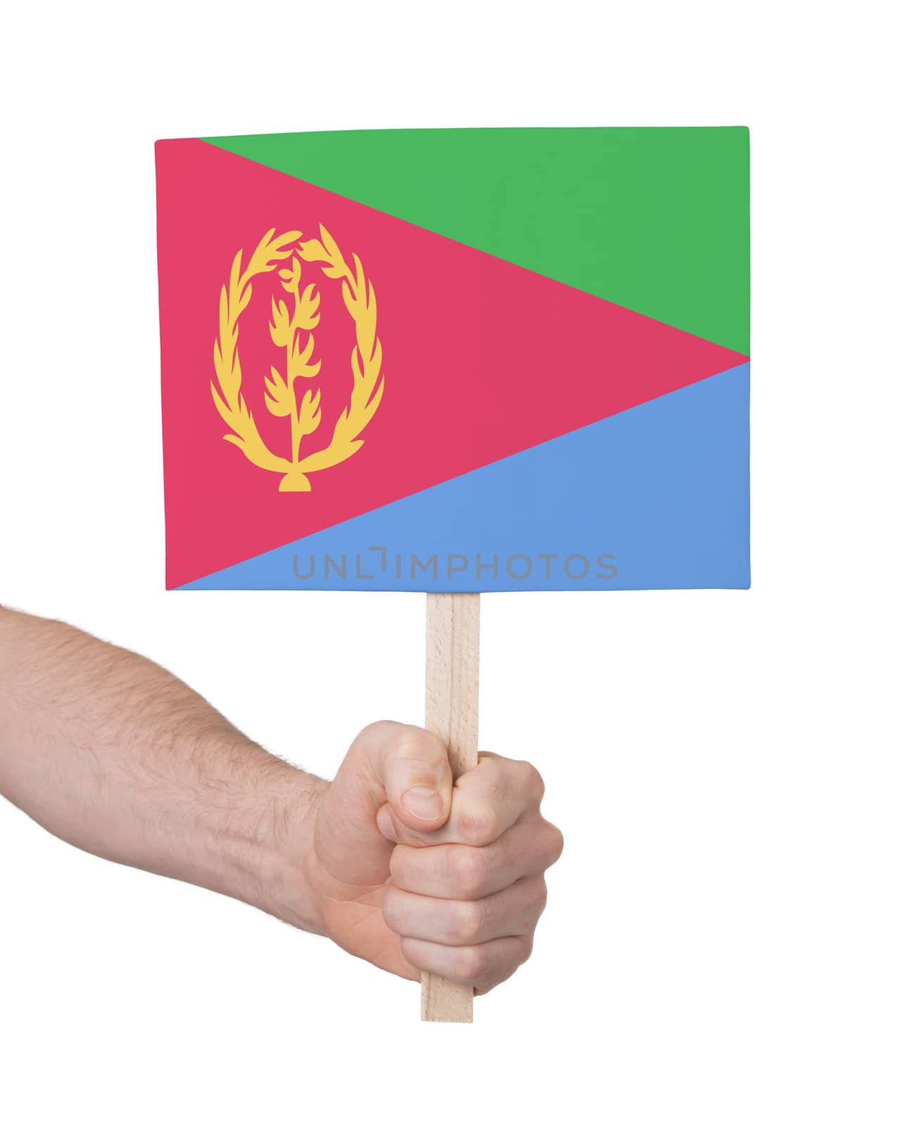 Hand holding small card - Flag of Eritrea by michaklootwijk