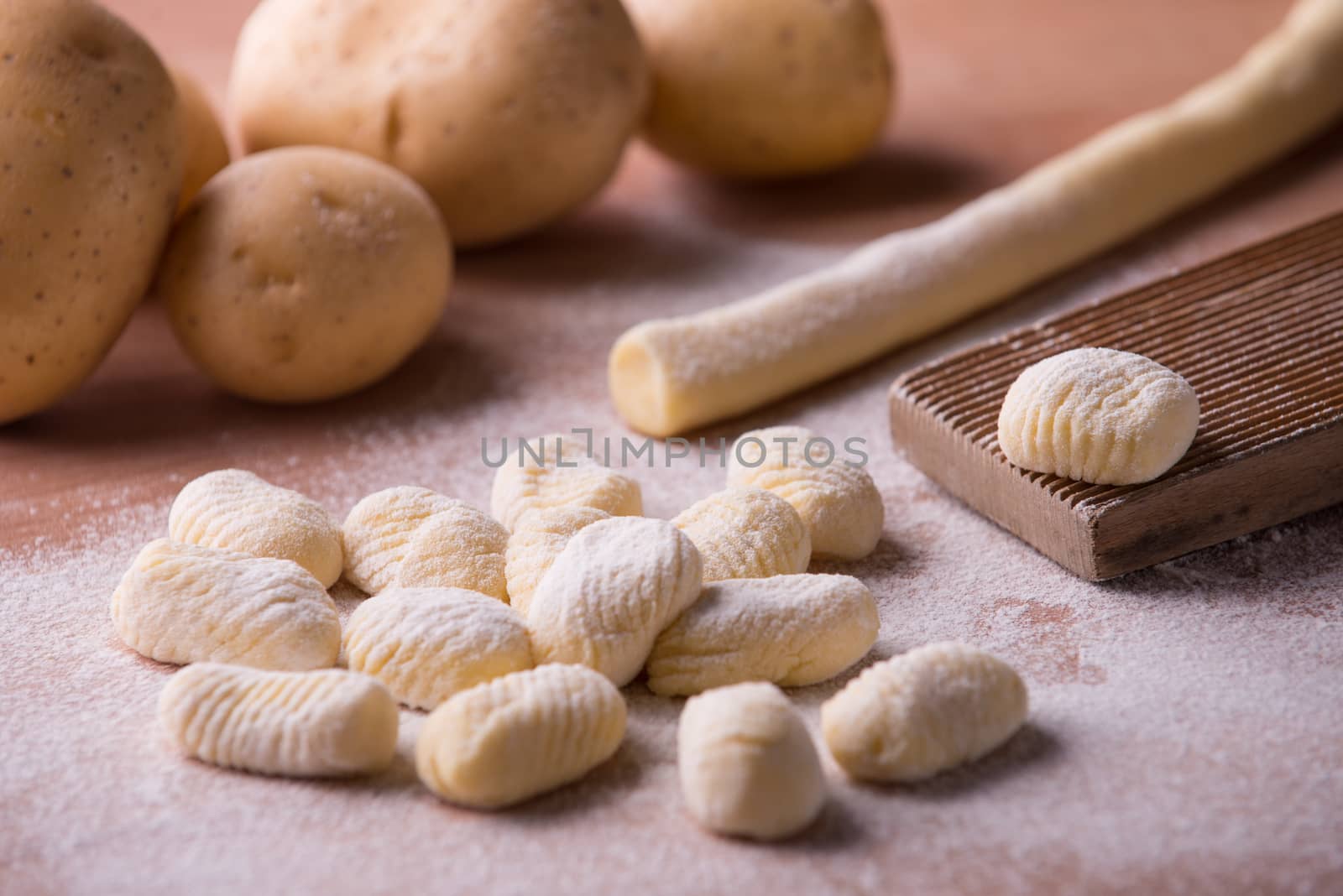 Home made potatoe's gnocchi still life composition