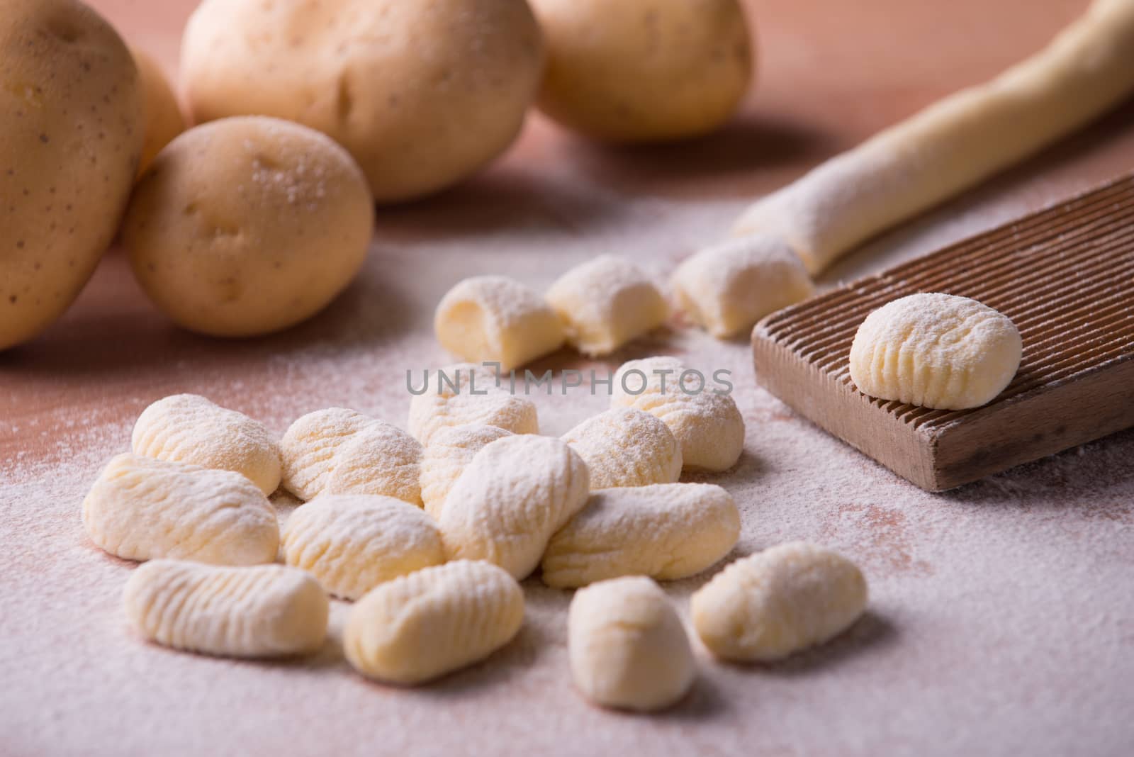 Home made potatoe's gnocchi still life composition