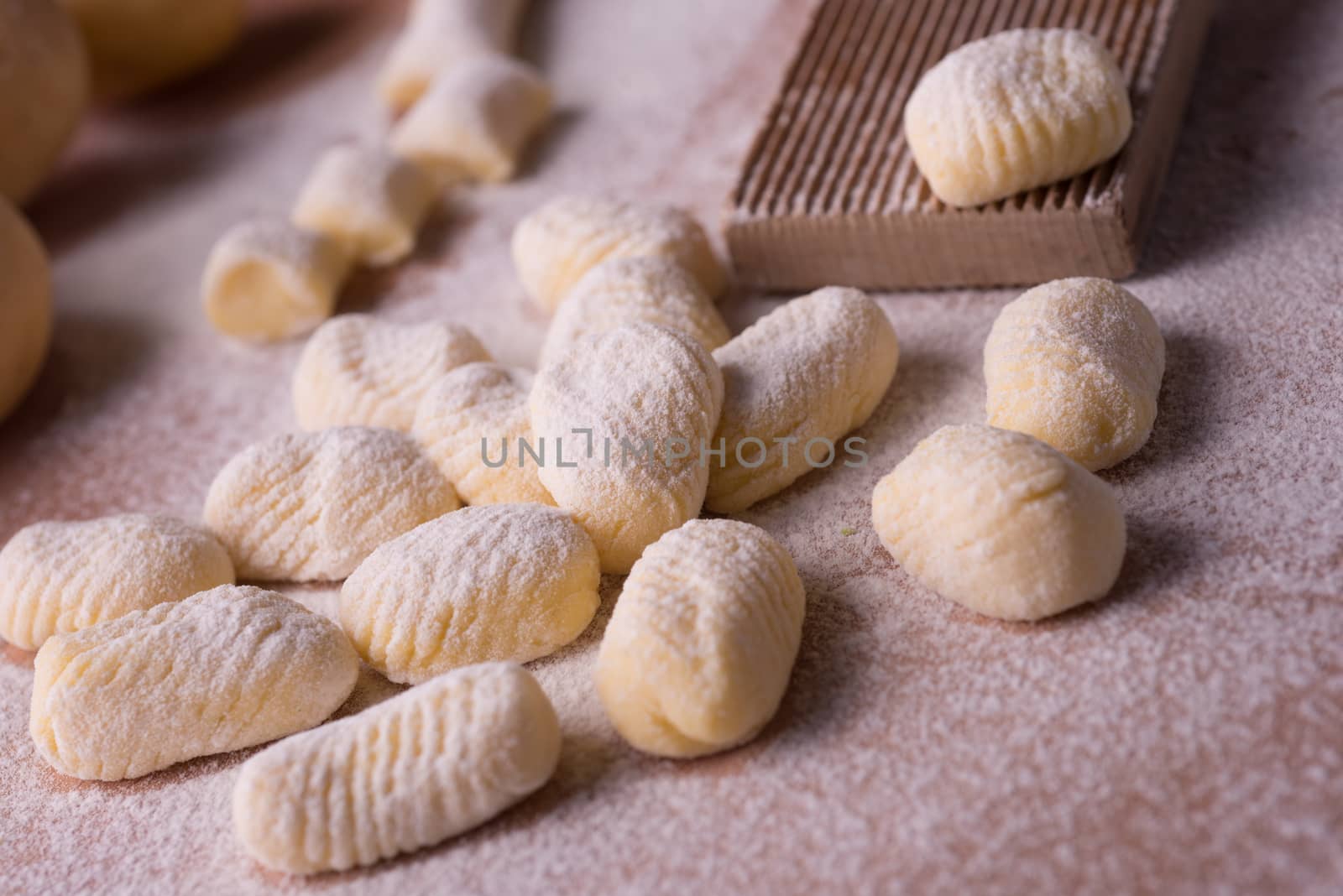 Home made potatoe's gnocchi still life composition