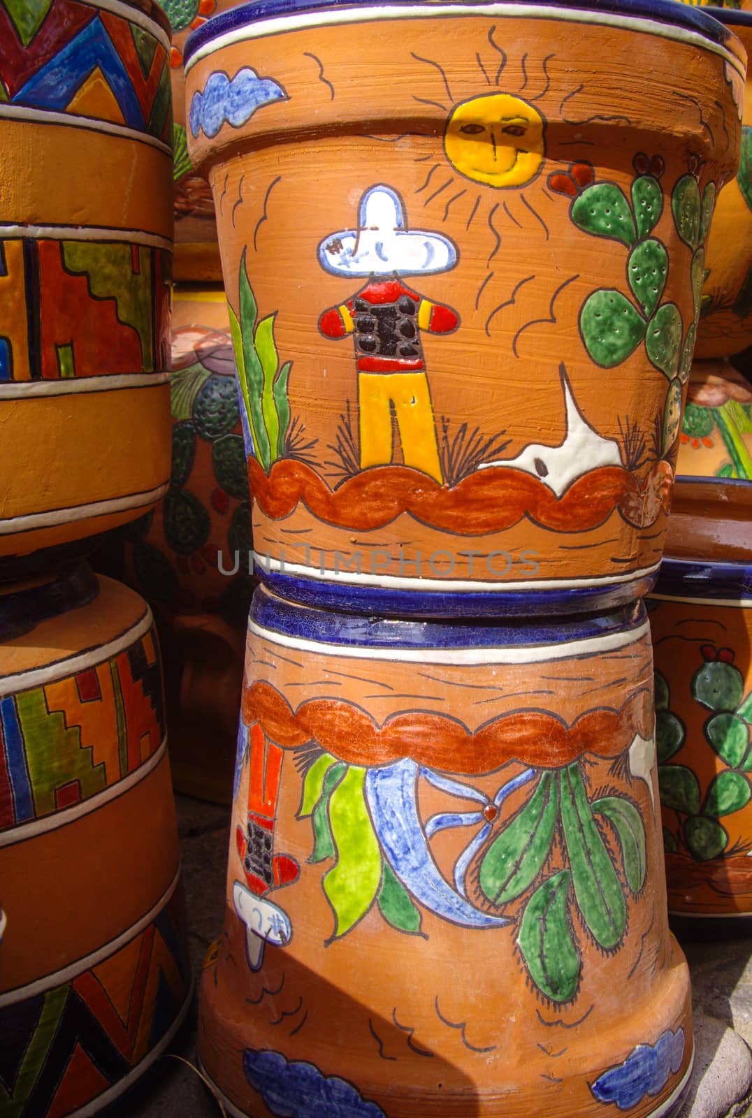 Two Mexican pots with colorful design by emattil