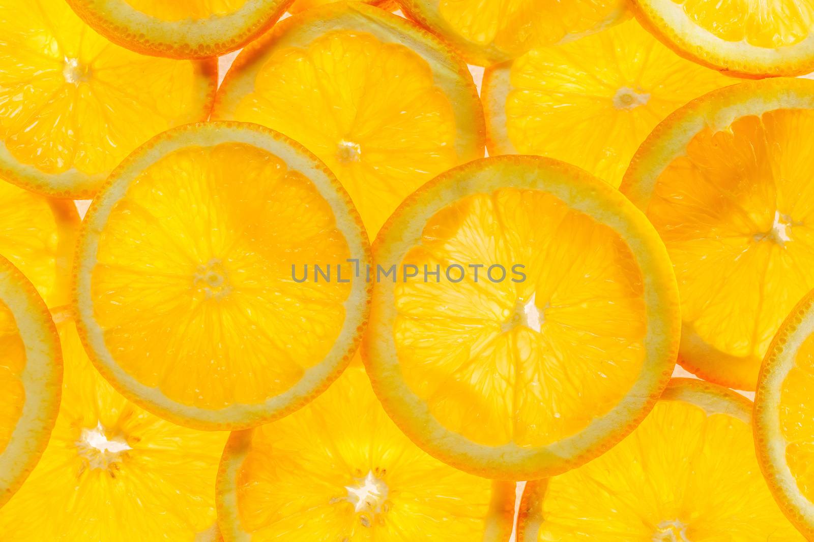 Slice of a fresh juicy orange round orange