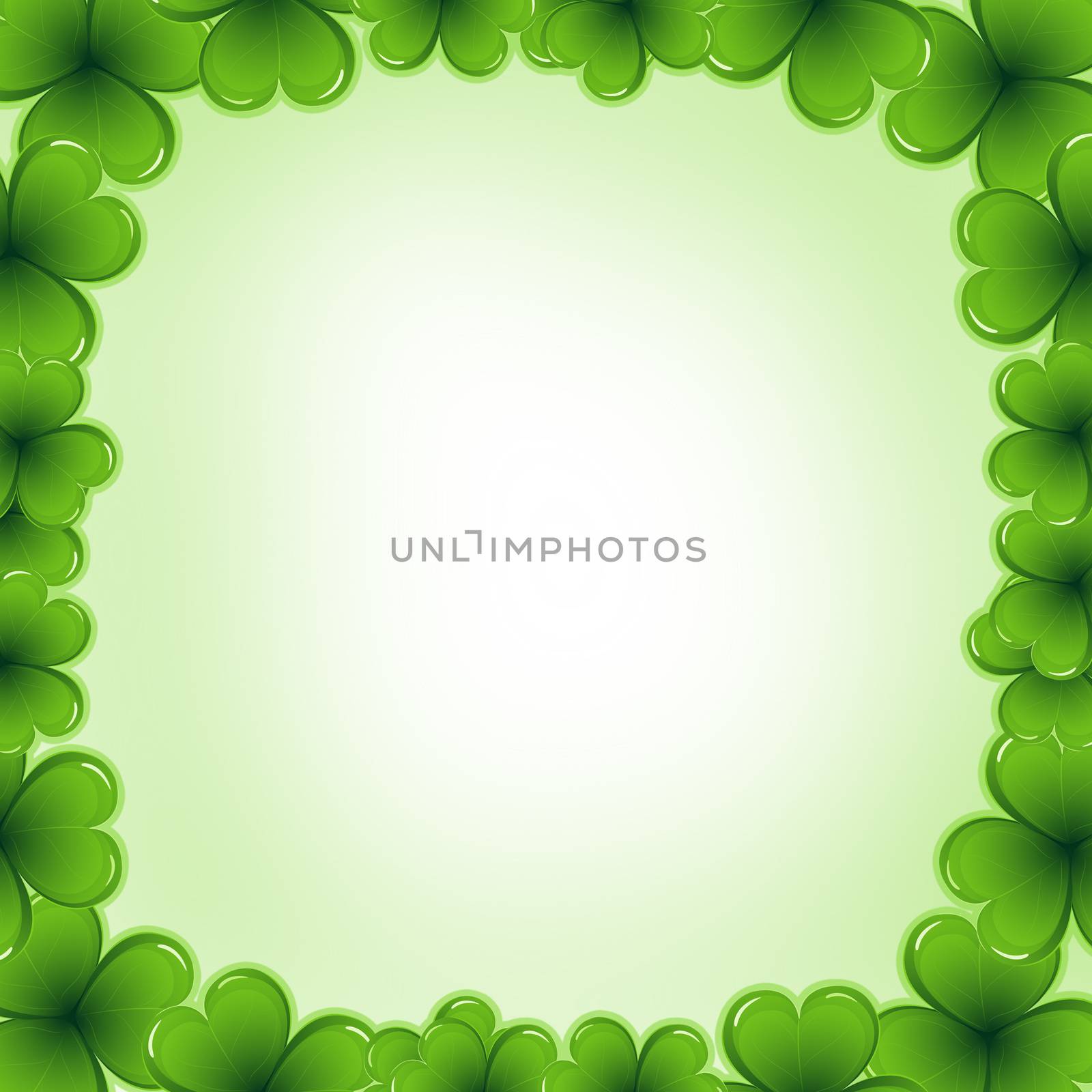 Decorative frame border made of shamrock - Saint Patrick day card invitation - 17 march by GGillustrations