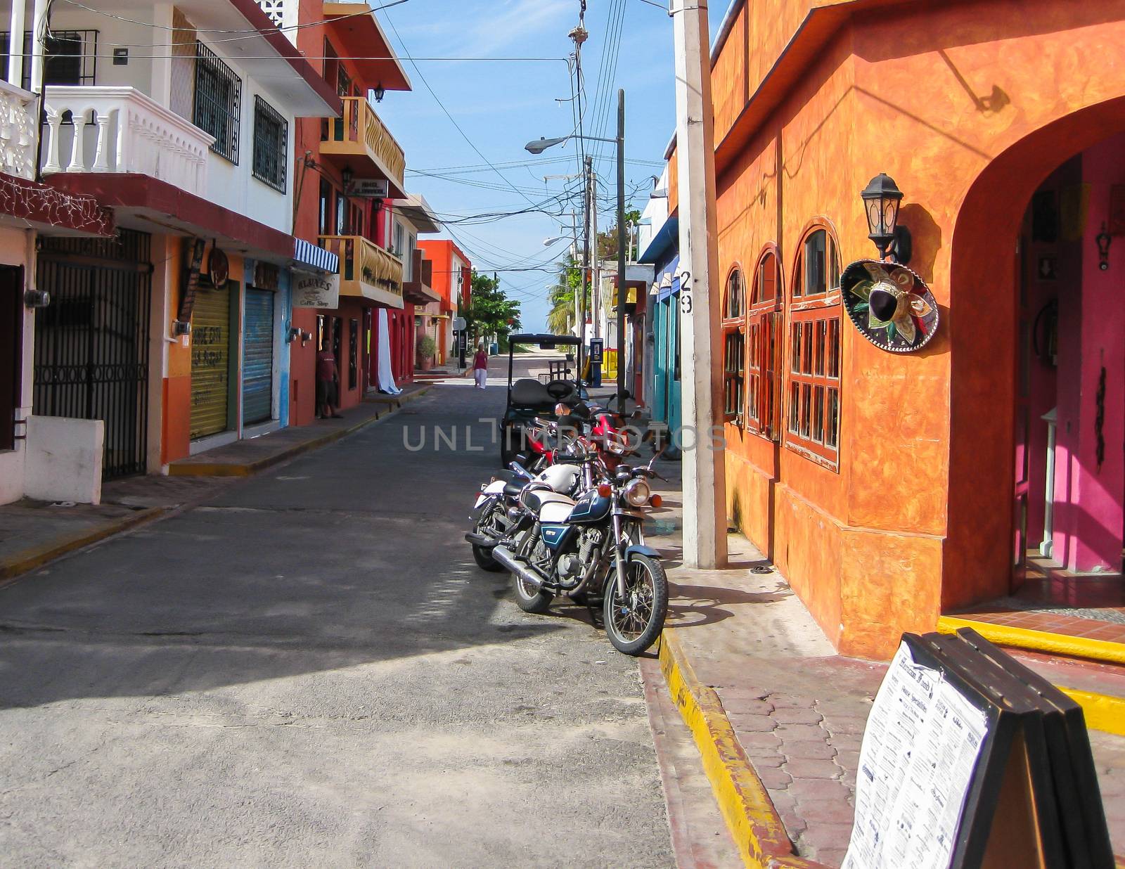 2008, Photo taken on: June 22nd, Street scene with narrow streets, vendors and colorful shops and businesses.