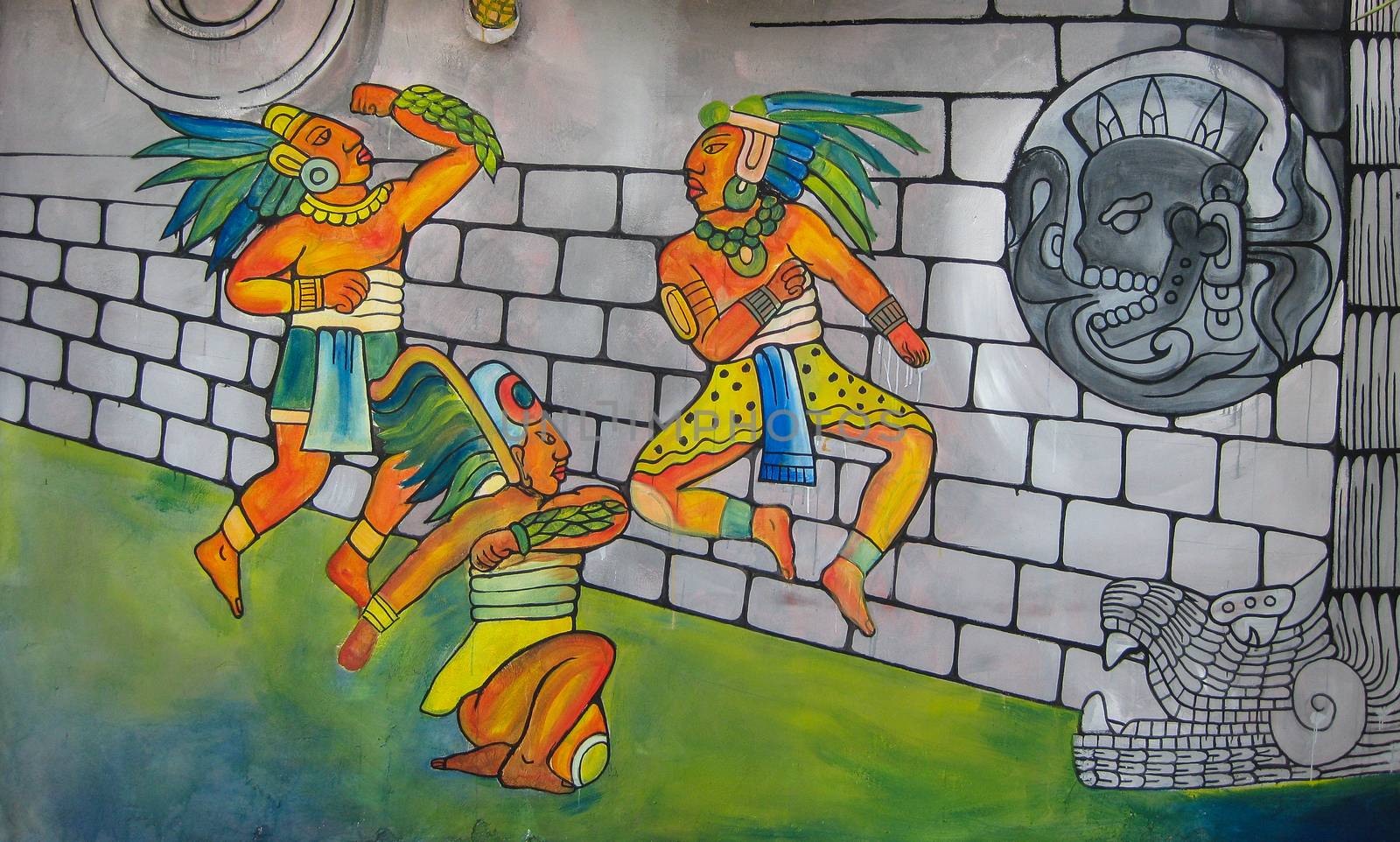 Mayan Ball Game Mural, Cancun, Mexico-Photo taken on: June 30th, 2008