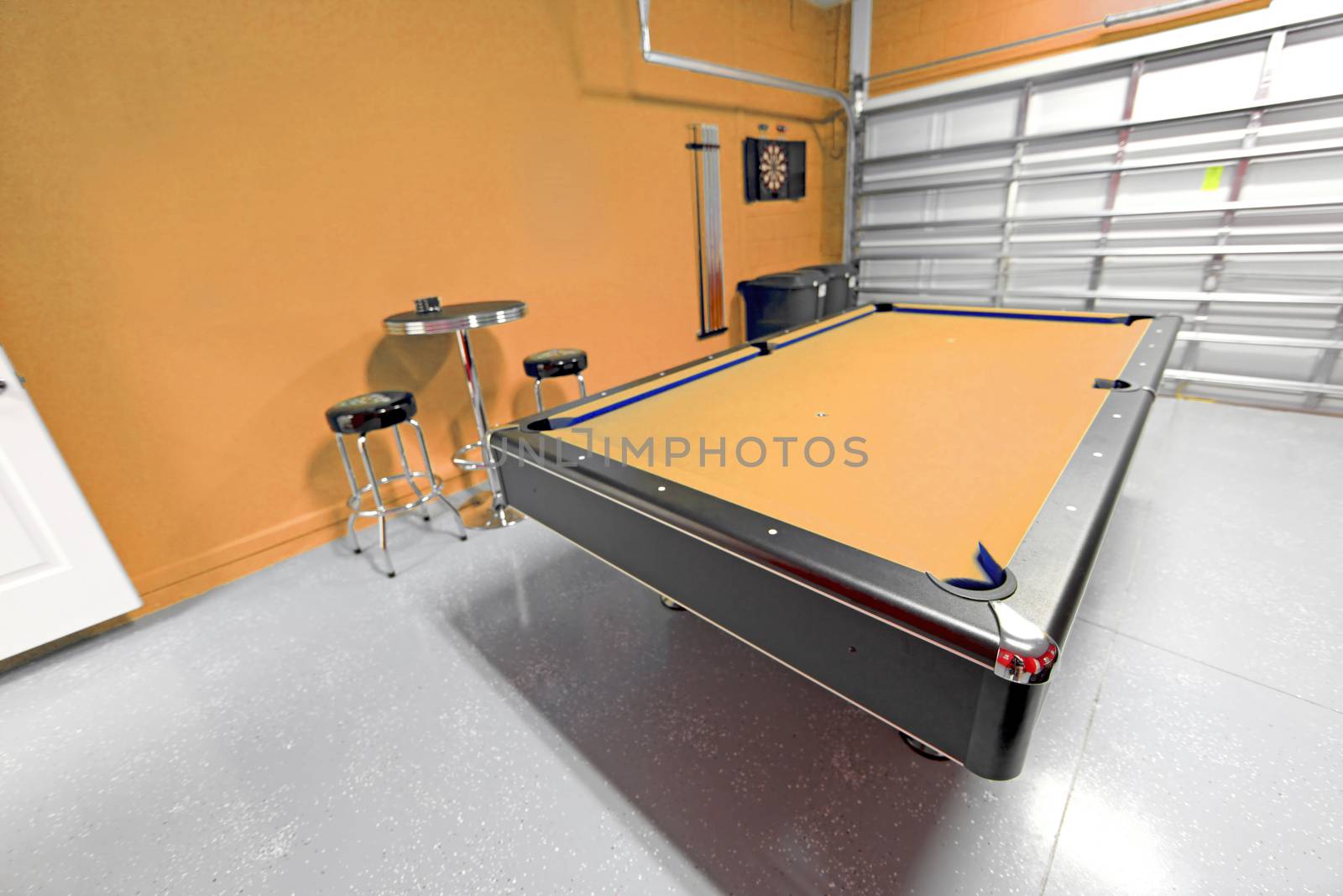 A Games Room with Pool Table in a Garage