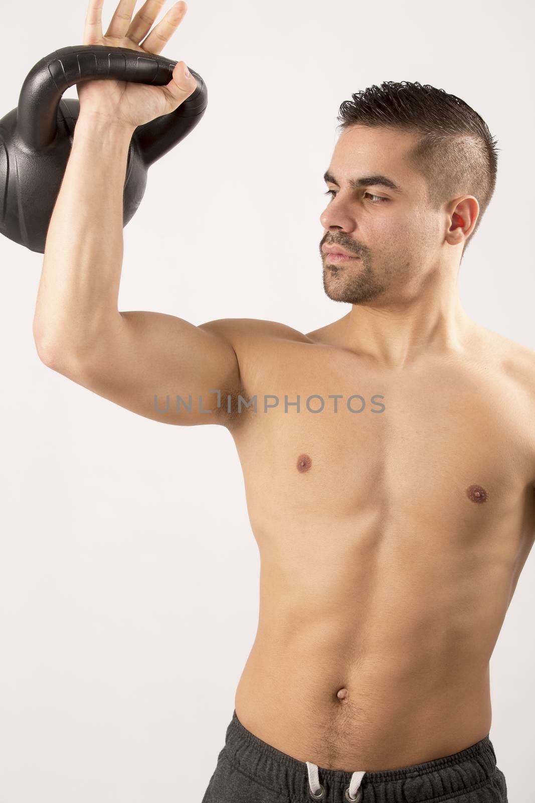 Physical preparation for martial art competition muscular beautiful man