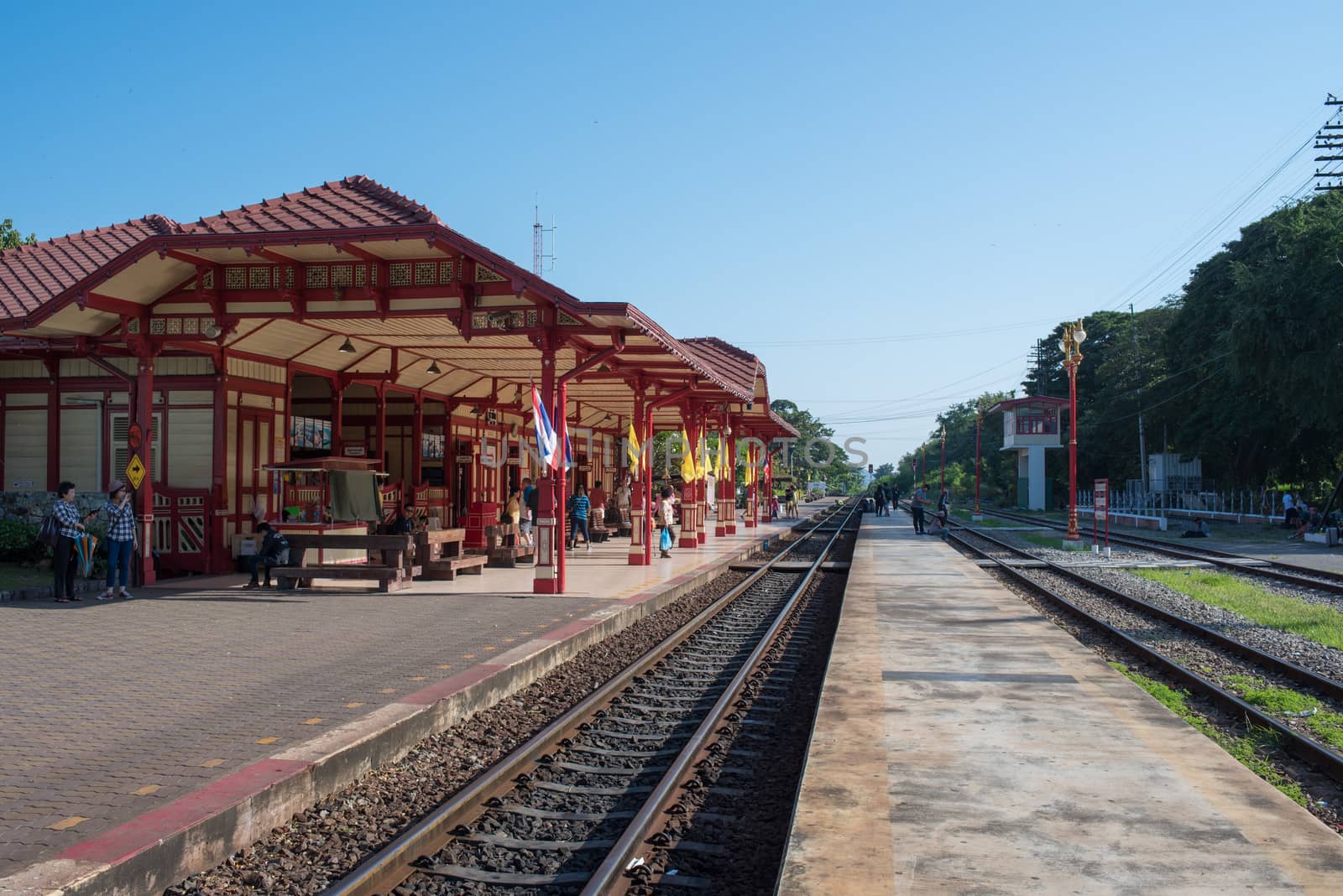 Hua Hin - Prachuap Khiri Khan, Thailand - December 6, 2015 : Hua Hin Railway station is a major tourist attraction of Hua Hin, december 6, 2015 in Hua Hin - Prachuap Khiri Khan, Thailand.