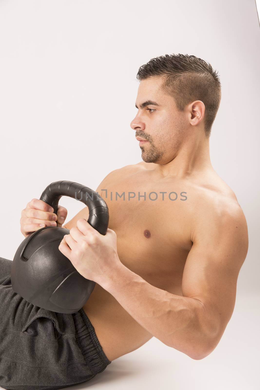 Physical preparation for martial art competition muscular beautiful man
