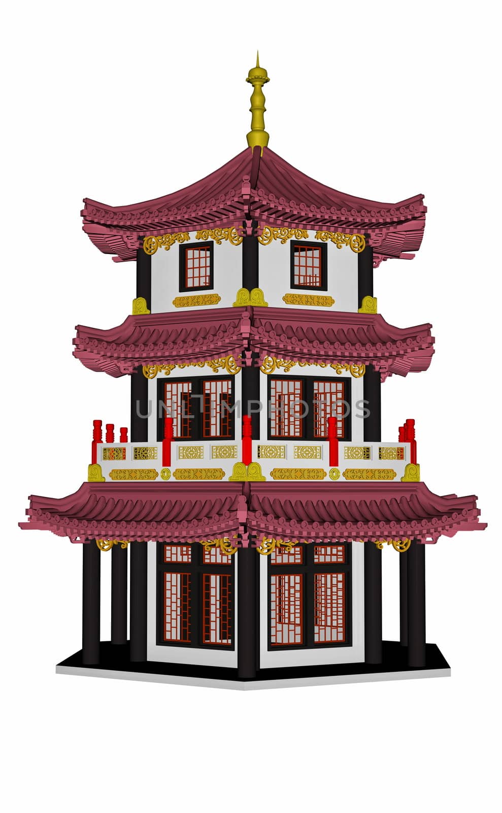 Pagoda isolated in white background - 3D render