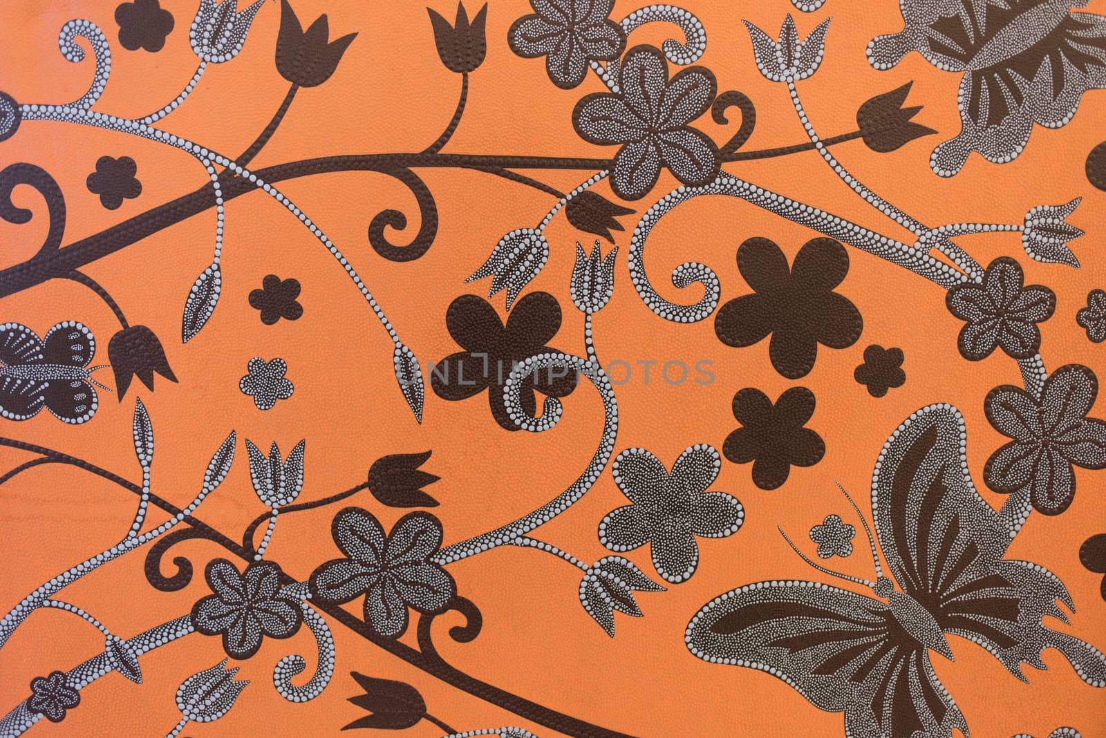 Dark black flower art painting on orange background by MCVSN