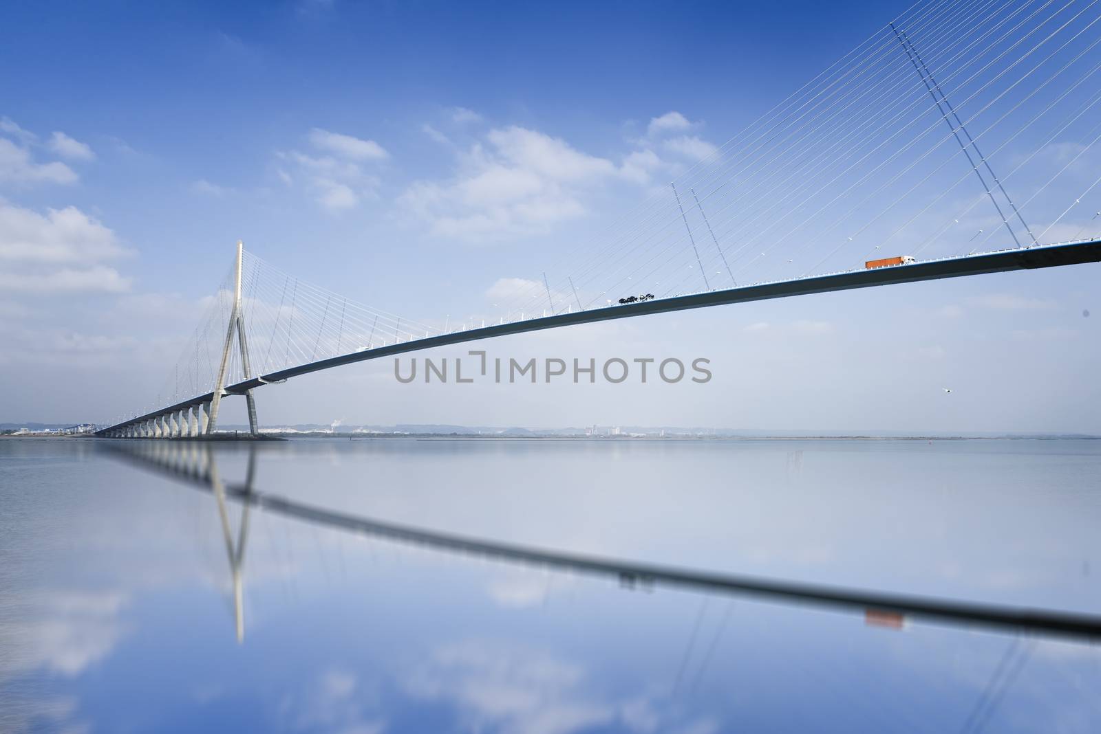 Pont de Normandy over river Seine, France by ventdusud