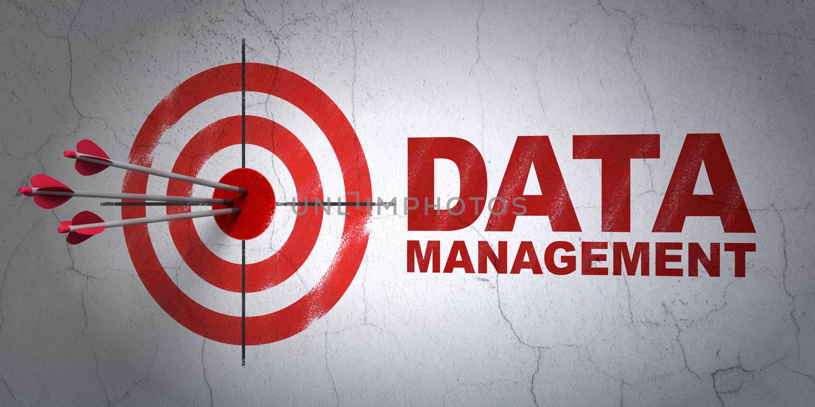 Information concept: target and Data Management on wall background by maxkabakov