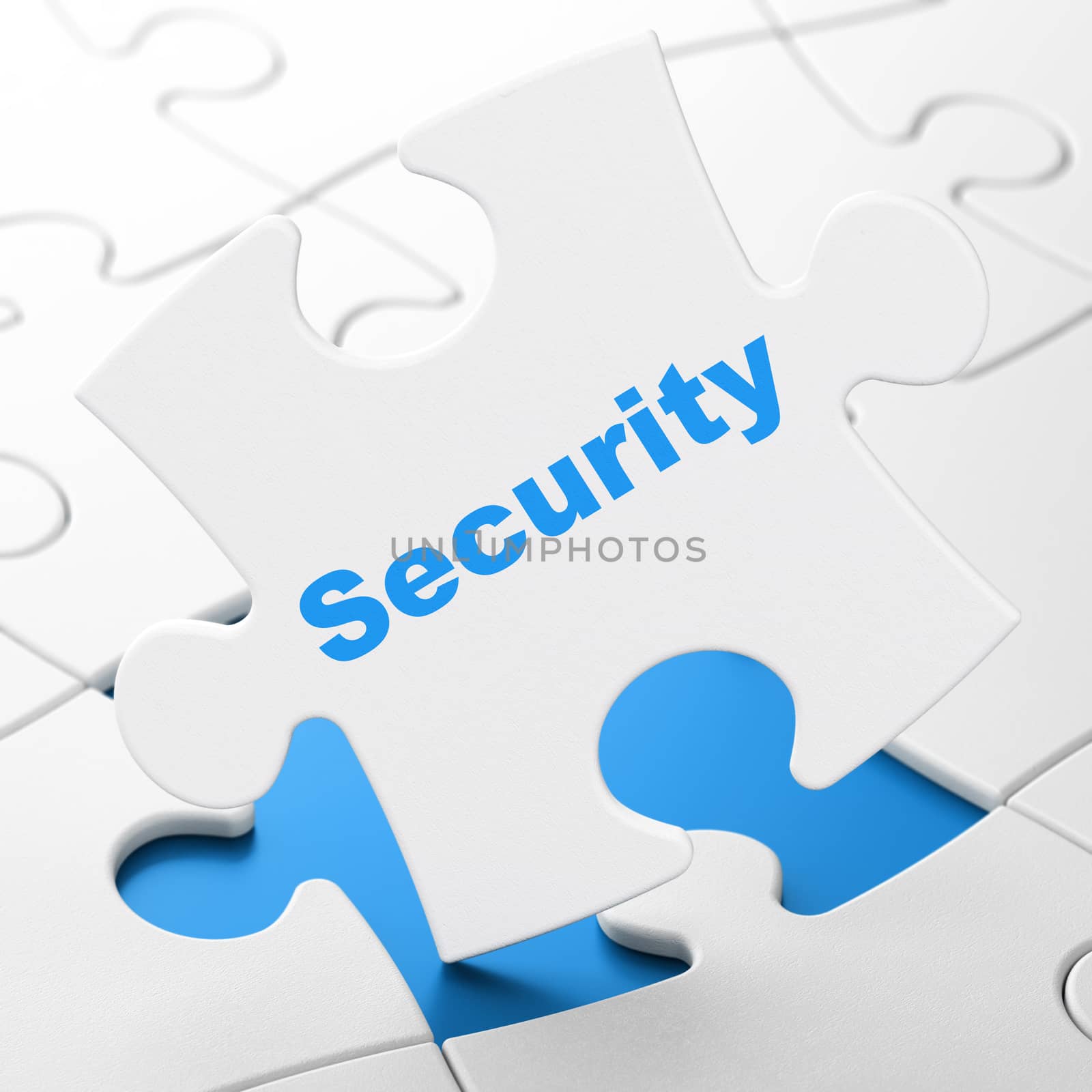 Privacy concept: Security on White puzzle pieces background, 3d render