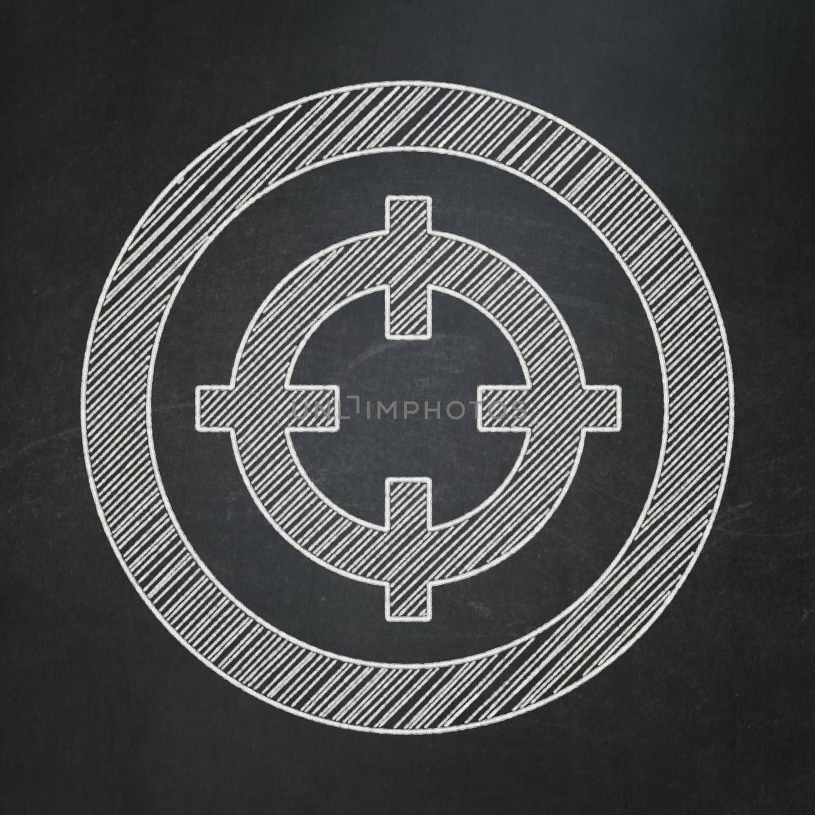 Finance concept: Target icon on Black chalkboard background