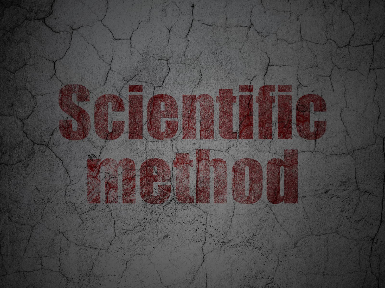 Science concept: Red Scientific Method on grunge textured concrete wall background