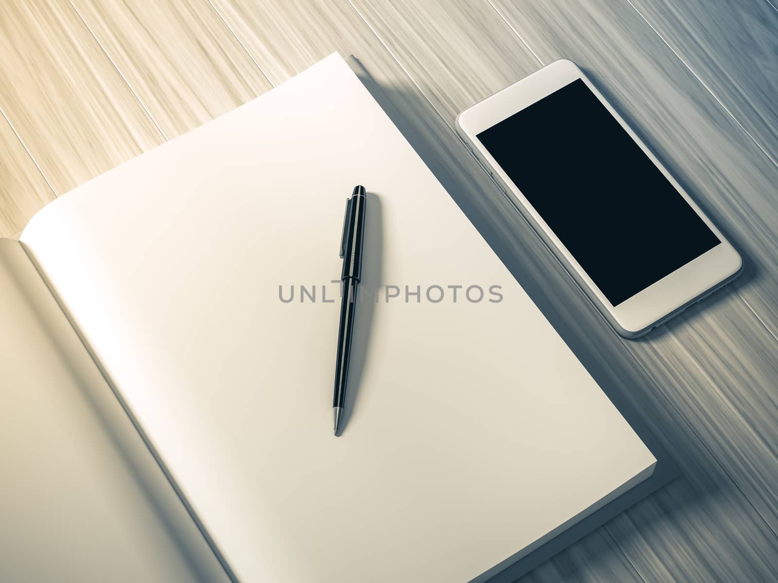 High angle view of a setting table of business workplace, shot in office, home work space