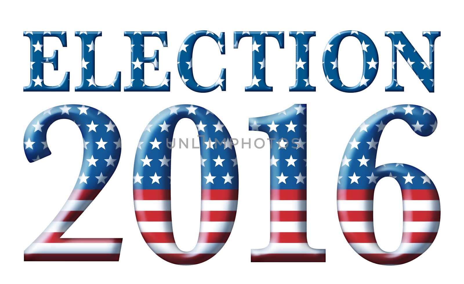 Election 2016 title art filled with satrs and stripes. Includes a clipping path.