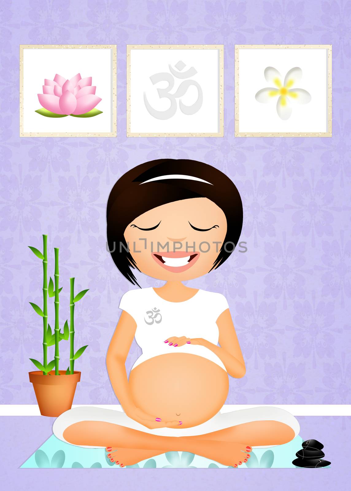 illustration of pregnant woman doing yoga