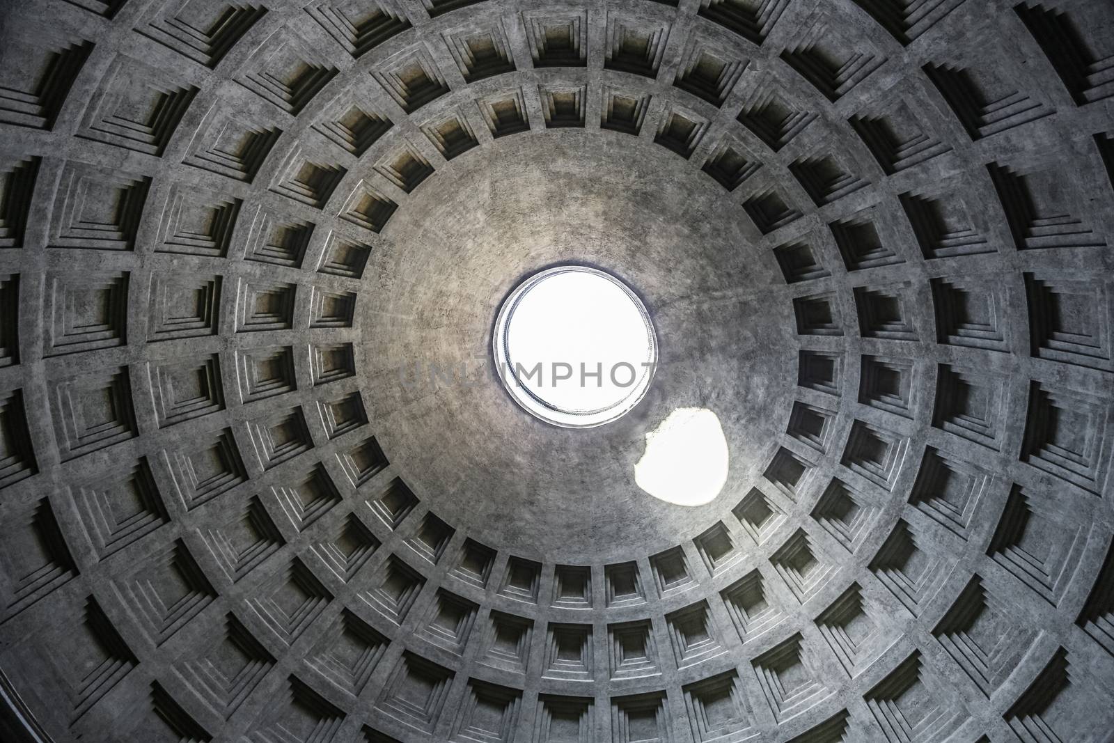 Rome, Italy. Pantheon - the third largest masonry dome in the world with its famous hole in the ceiling.