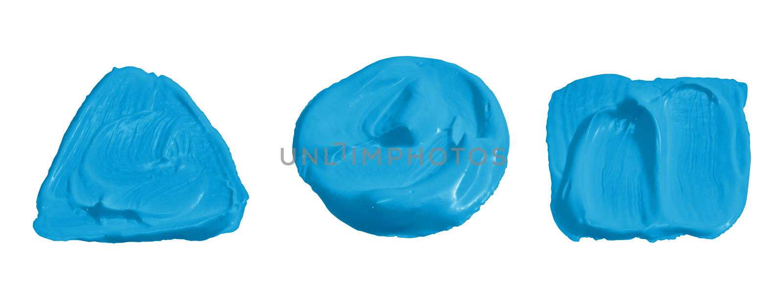 Cyan color paint isolated on white with clipping path